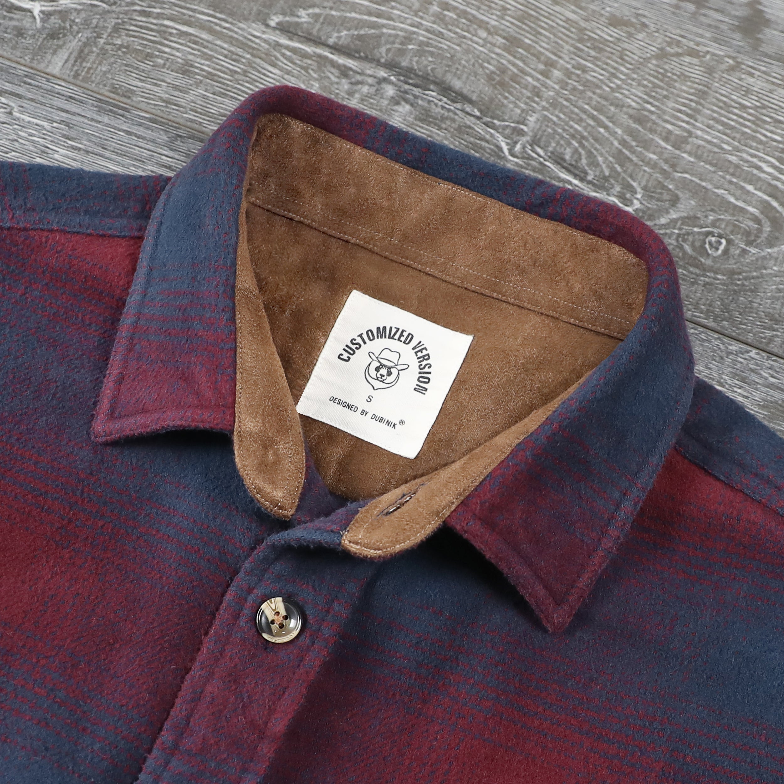 Dubinik® 13oz Ultra Heavyweight Flannel Shirt for Men Long Sleeve Casual Button Down Soft Pure Cotton Plaid Warm Suede Cuffs#0082005