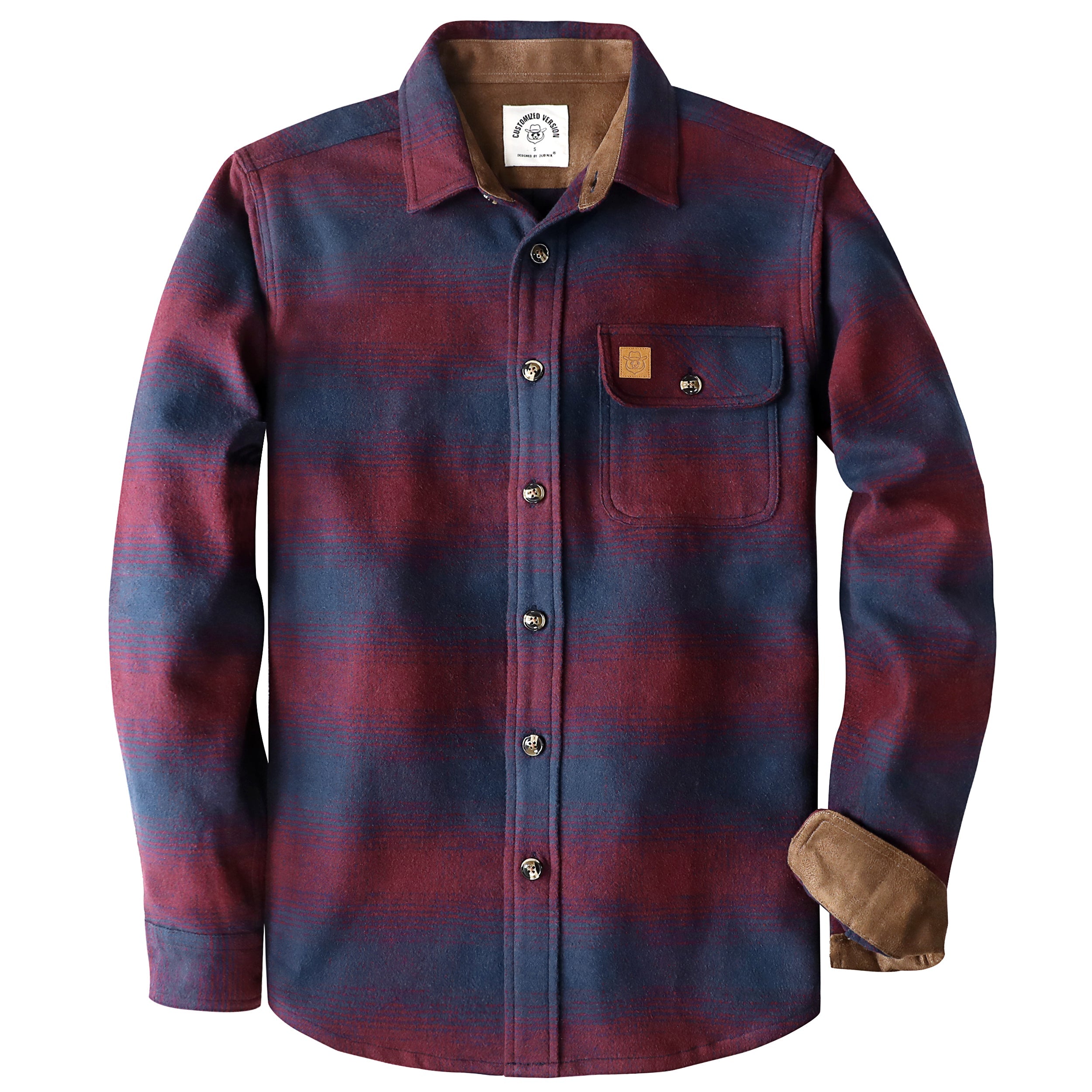 Dubinik® 13oz Ultra Heavyweight Flannel Shirt for Men Long Sleeve Casual Button Down Soft Pure Cotton Plaid Warm Suede Cuffs#0082005