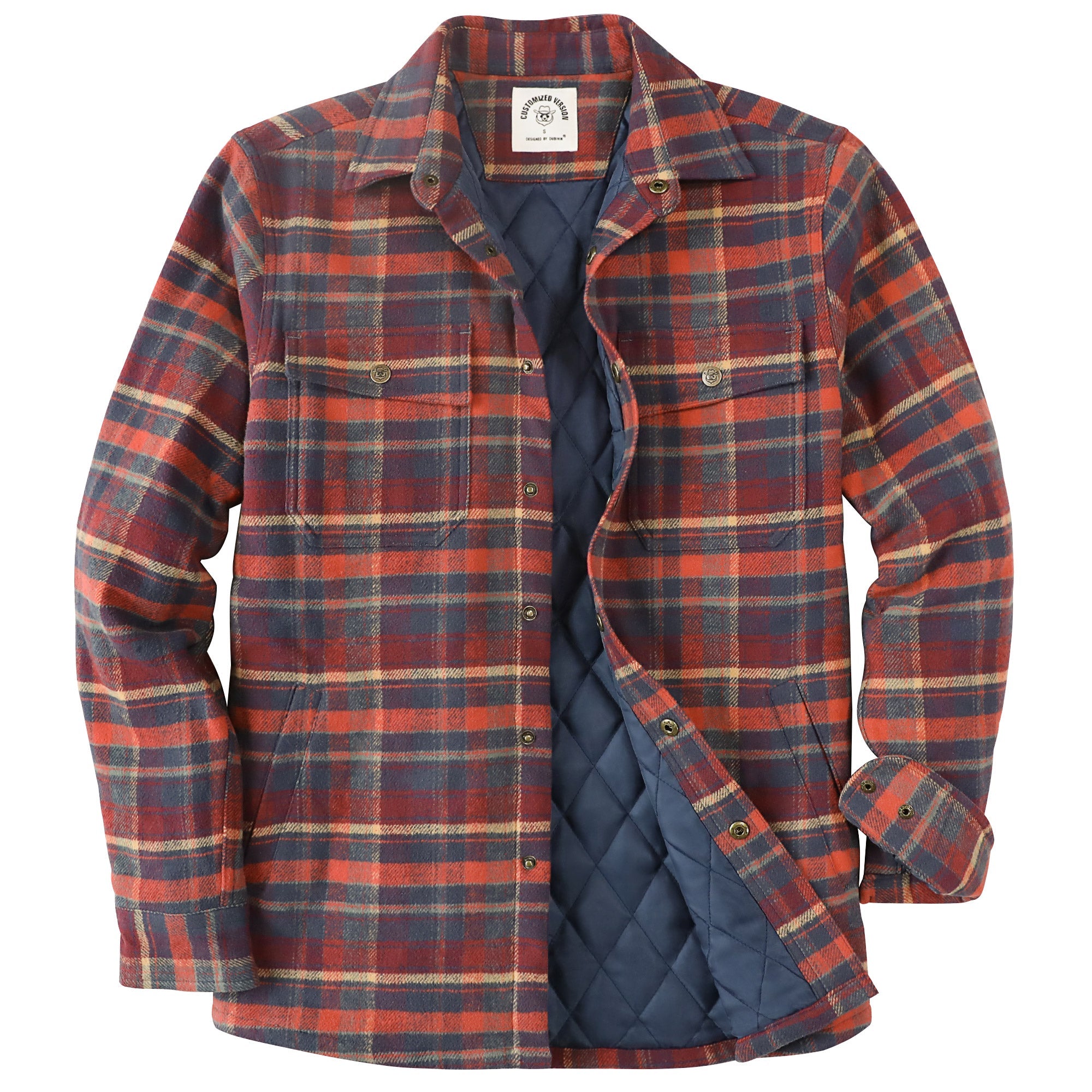 Dubinik® Men’s Overshirt Shacket – Cozy Warm-Lined Plaid Flannel, Lightweight Casual Button-Down Long Sleeve Jacket #0181010