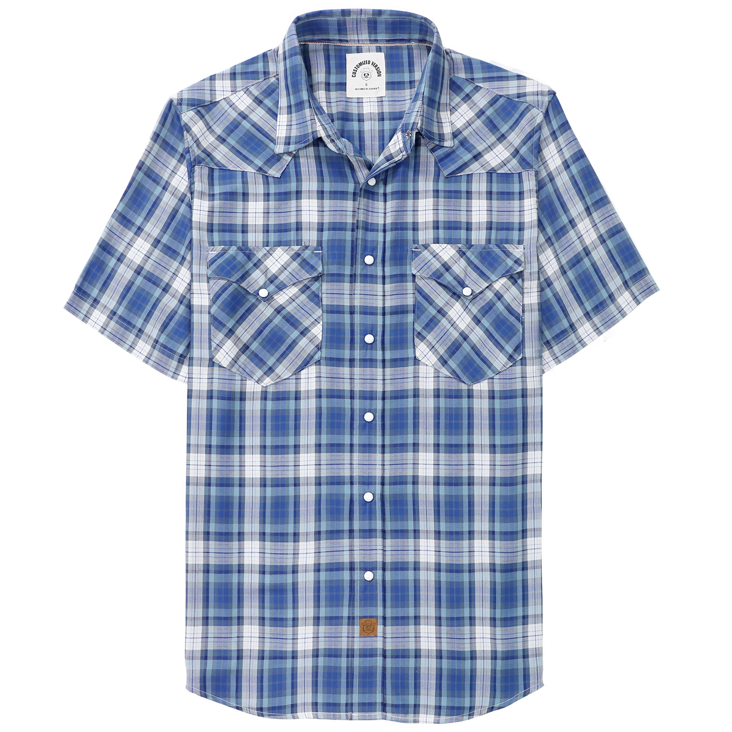 Dubinik®Bamboo Fiber Mens Shirts Short Sleeve Plaid Shirt Men Western Cowboy Pearl Snap Vintage Casual Plaid Shirts for Men #2901