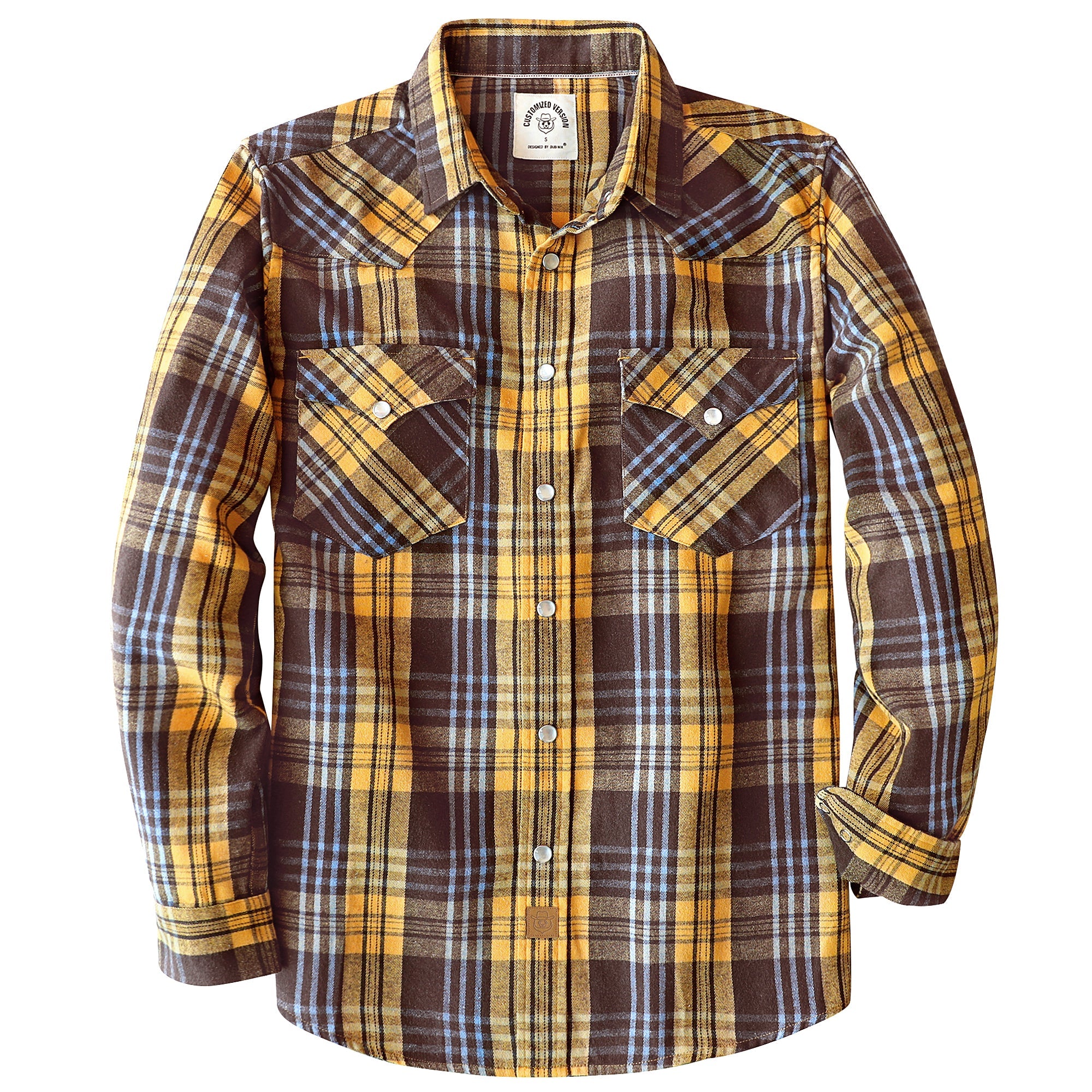 Mens Flannel Long Sleeve Pearl Snap Buttons Western Cowboy Vintage Casual Shirts #2816