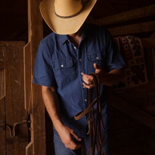 Mens Denim Shirts Button Down Short Sleeve Western Cotton Casual Work Jean Shirt #5505