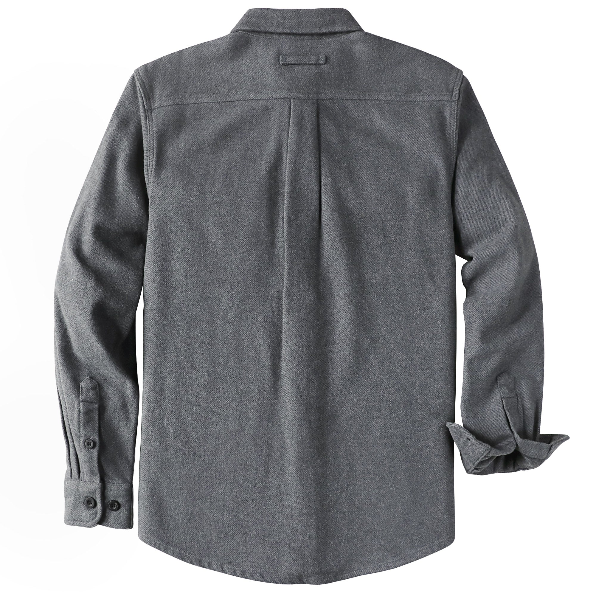 Dubinik® 13oz Ultra Heavyweight Dark Gray Solid Flannel Shirt for Men Long Sleeve Mens Plaid Button Down Shirts for Men Vintage 100% Cotton#0081001