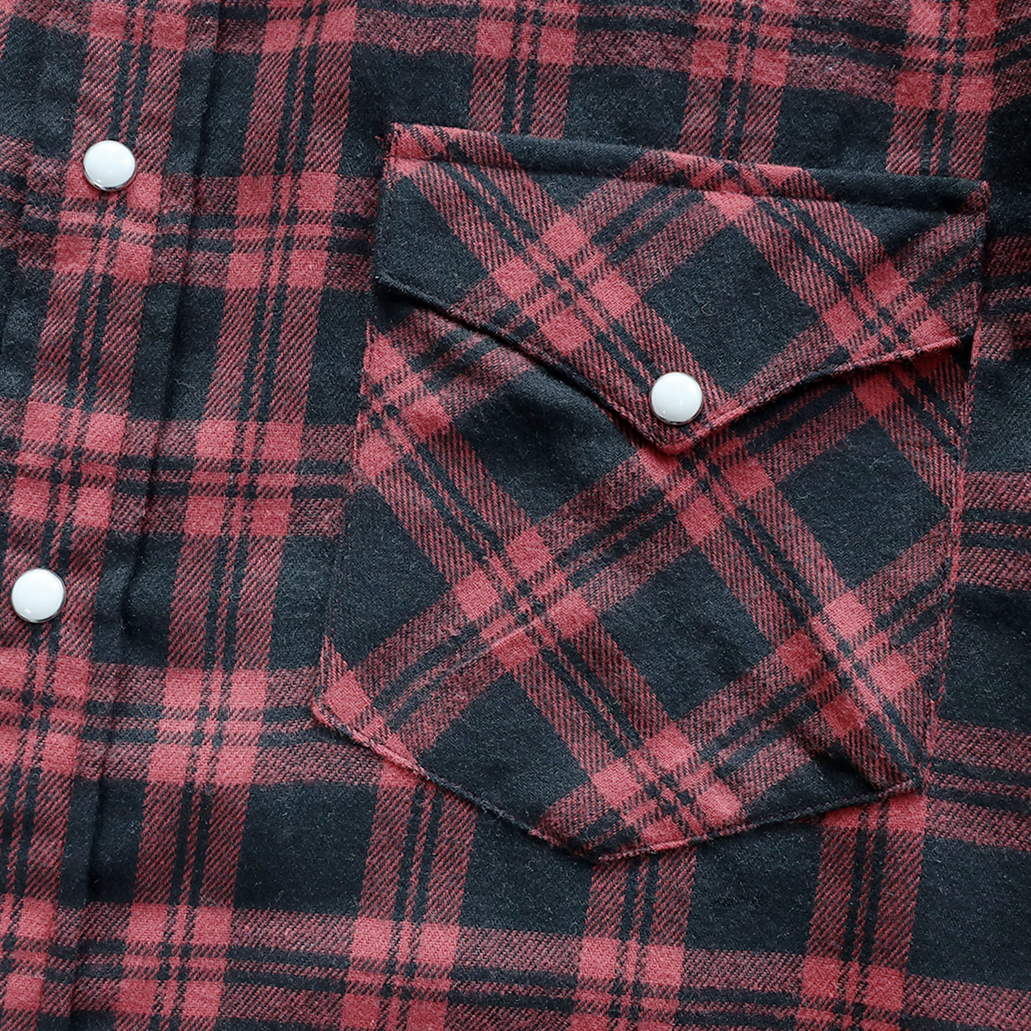 Mens Flannel Long Sleeve Pearl Snap Buttons Western Cowboy Vintage Casual Shirts #2805