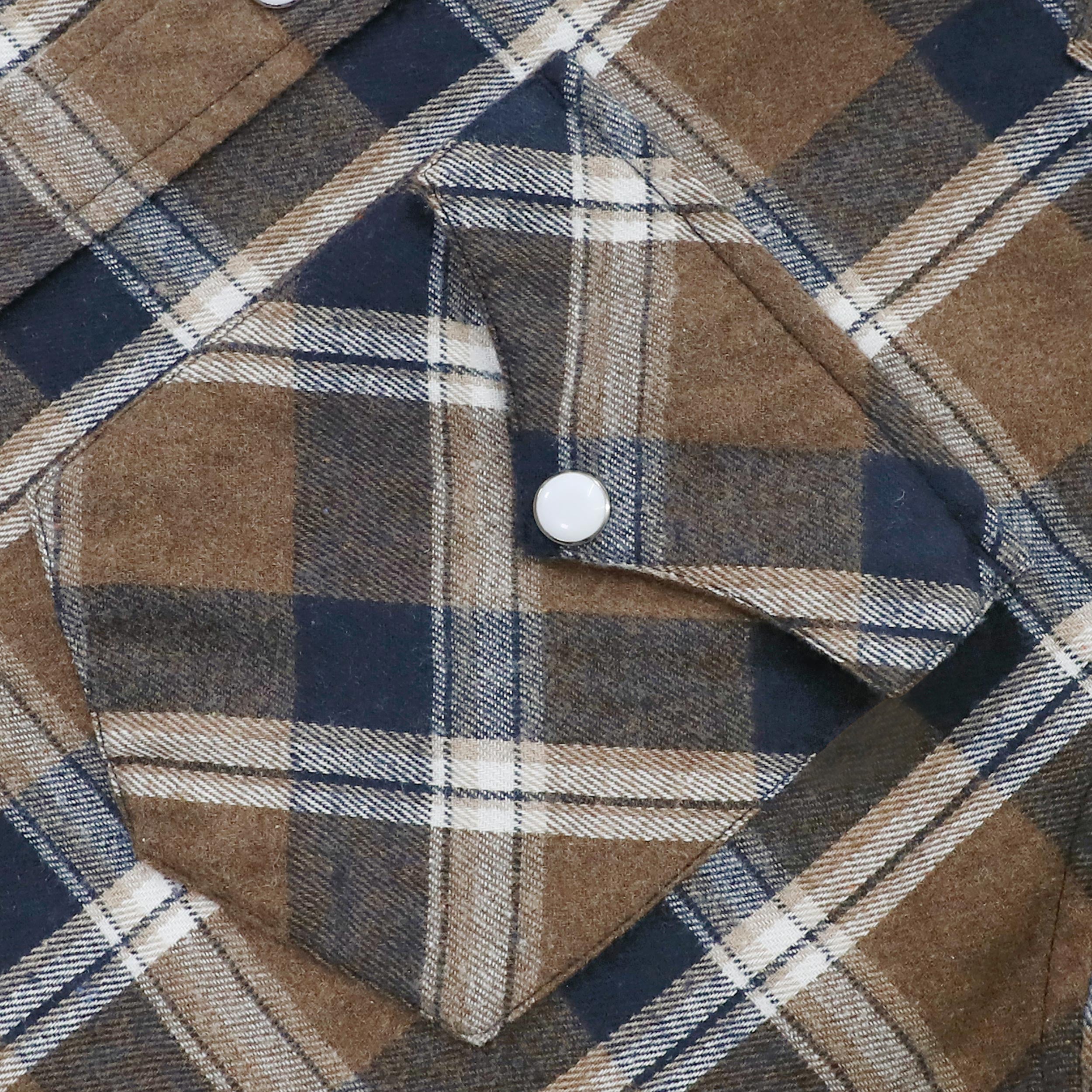 Dubinik® Flannel Shirt For Men Western Cowboy Pearl Snap Shirts For Men Long Sleeve Vintage Buttons Down Plaid Shirt #28902