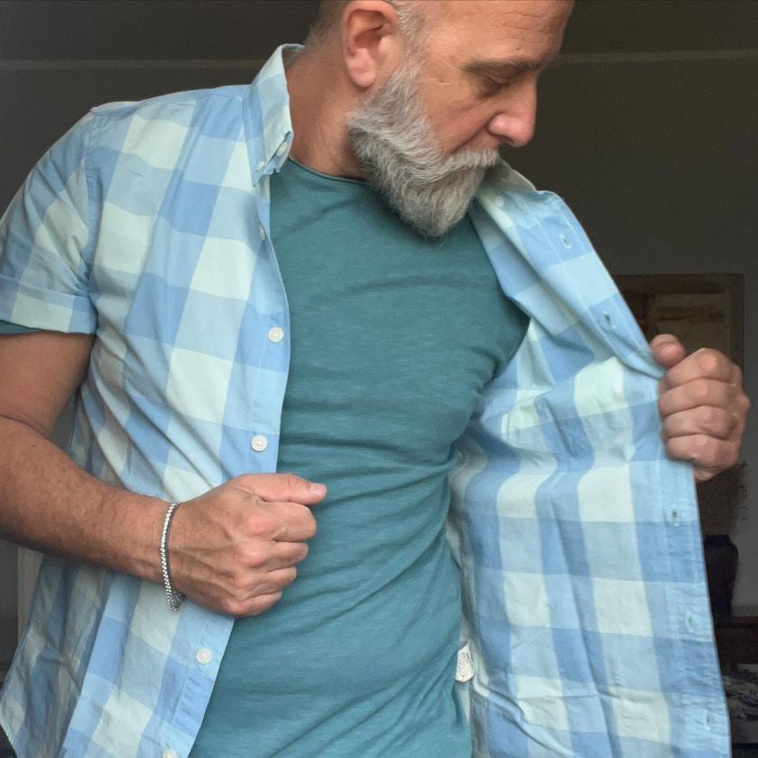 Men's casual short-sleeved cotton shirt #0024