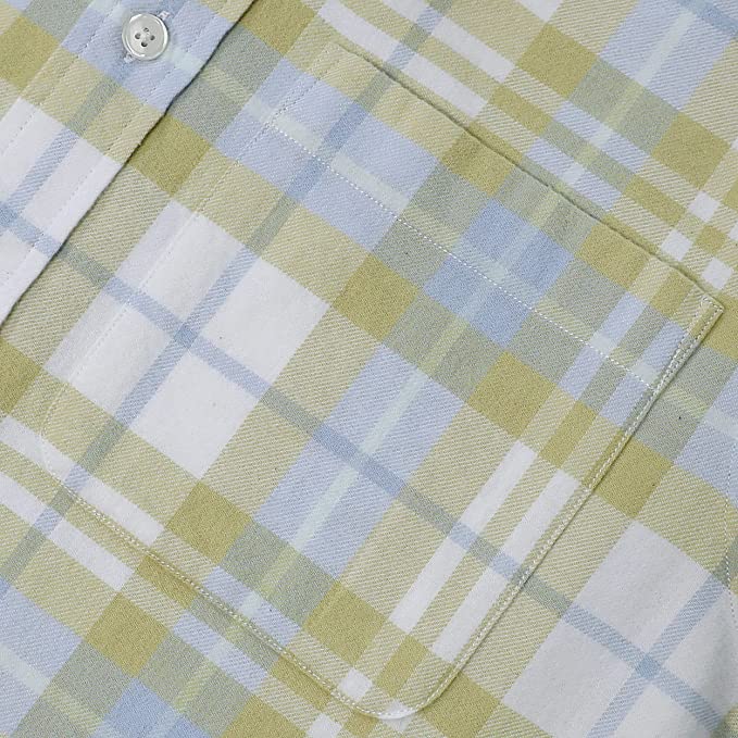 Dubinik® Mens Flannel Shirts Long Sleeve Button Down Casual Work Plaid Shirt Men All Cotton Soft with Pocket Regular Fit#03-055