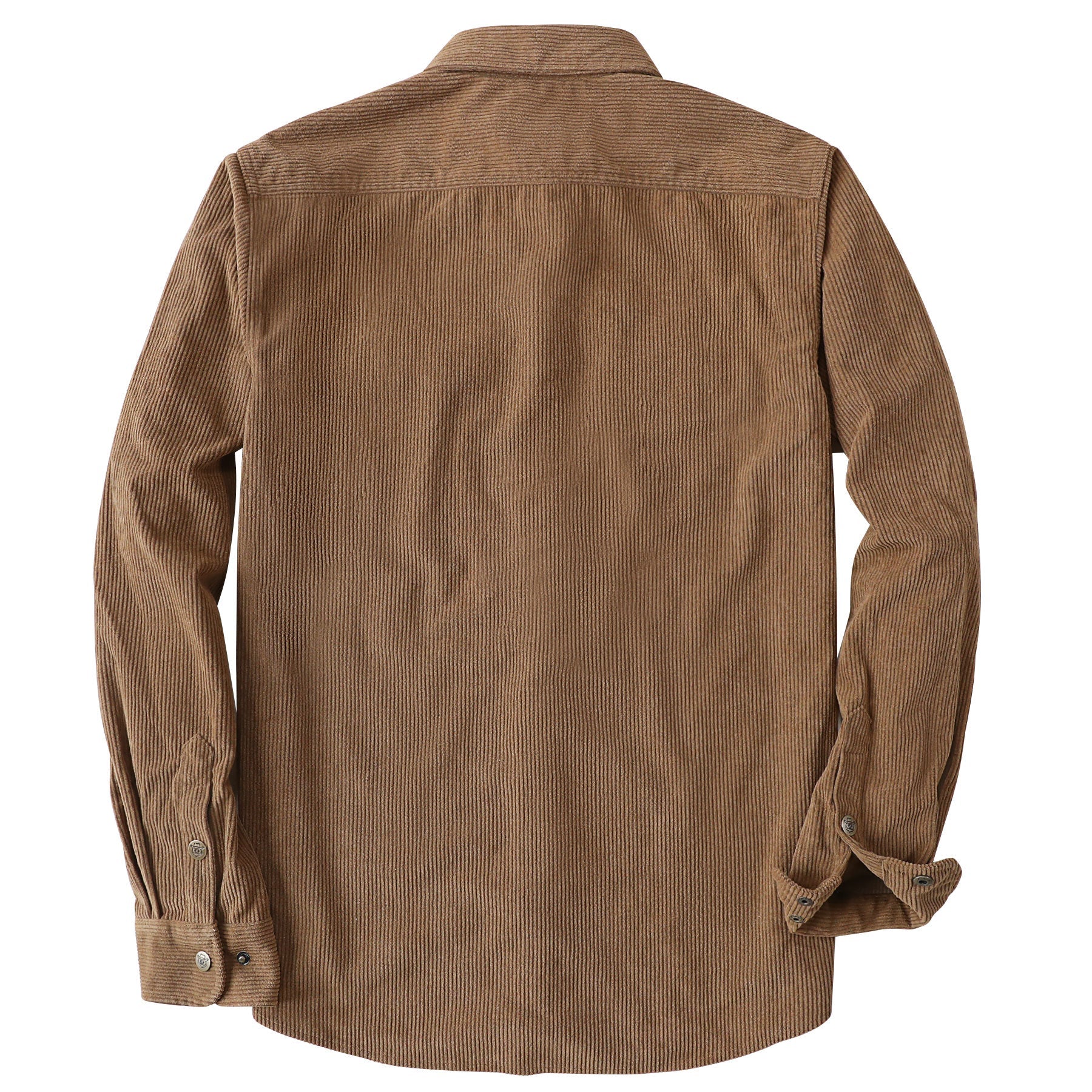Dubinik® Corduroy Shirt Men Brown Solid Corduroy Jacket Men Long Sleeve Casual Work Vintage Regular Fit Mens Snap Button Shirt#31002