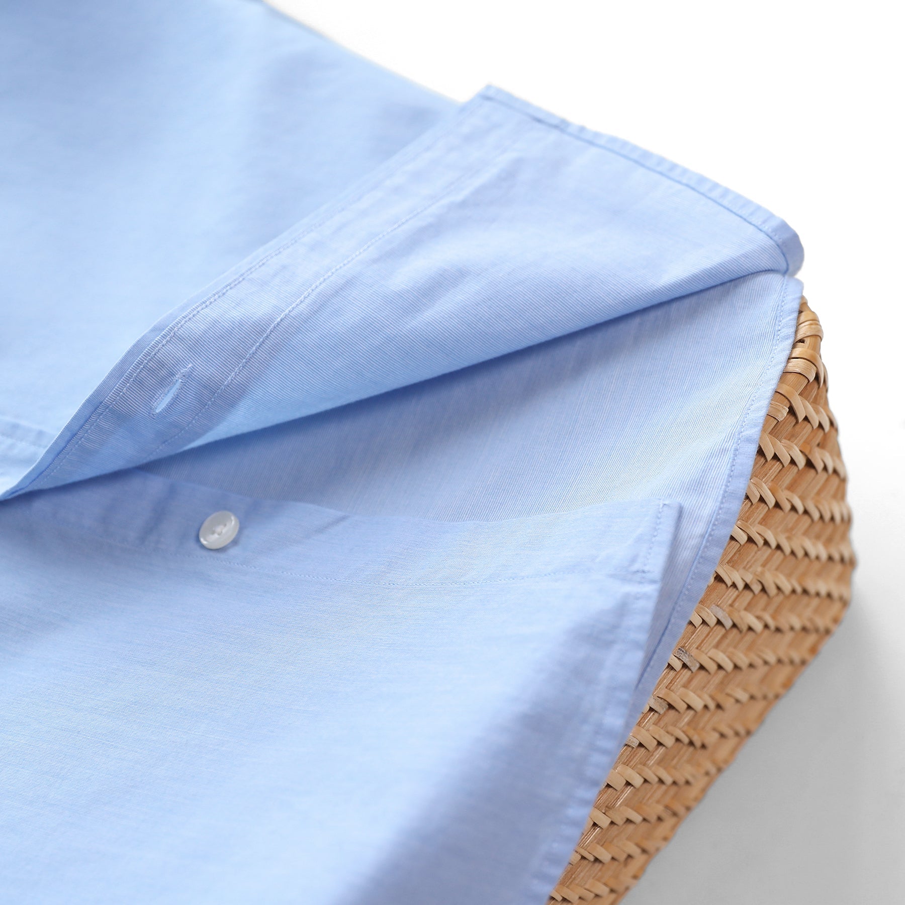 Men's casual short-sleeved cotton Sky blue Solid shirt #0021