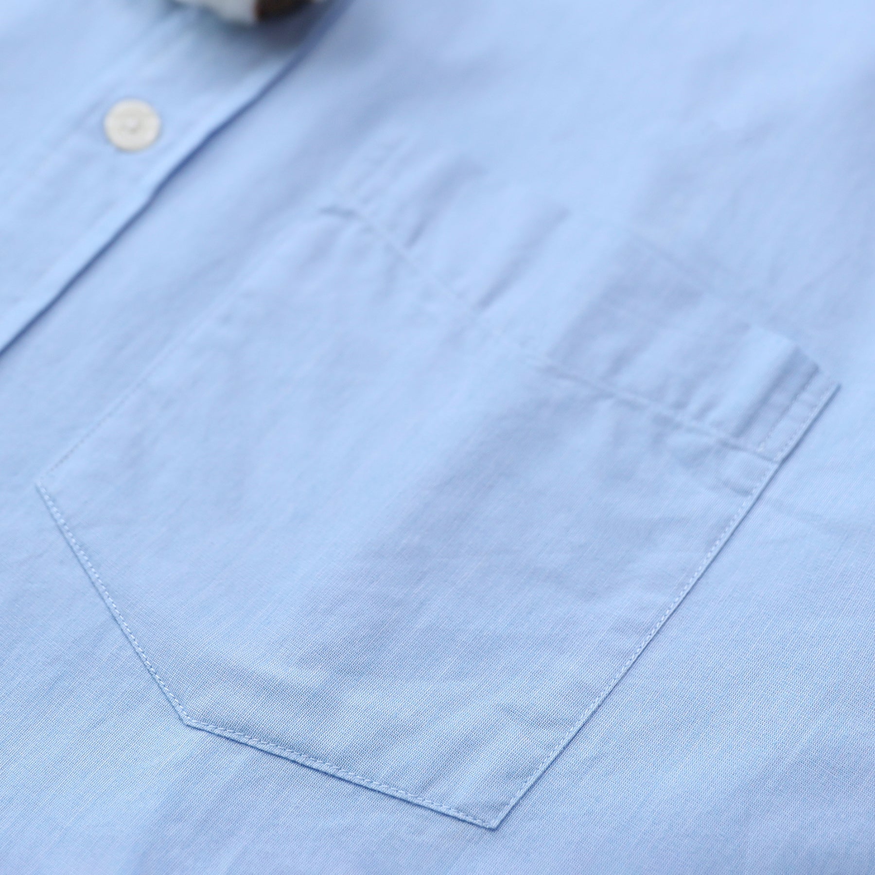 Men's casual short-sleeved cotton Sky blue Solid shirt #0021