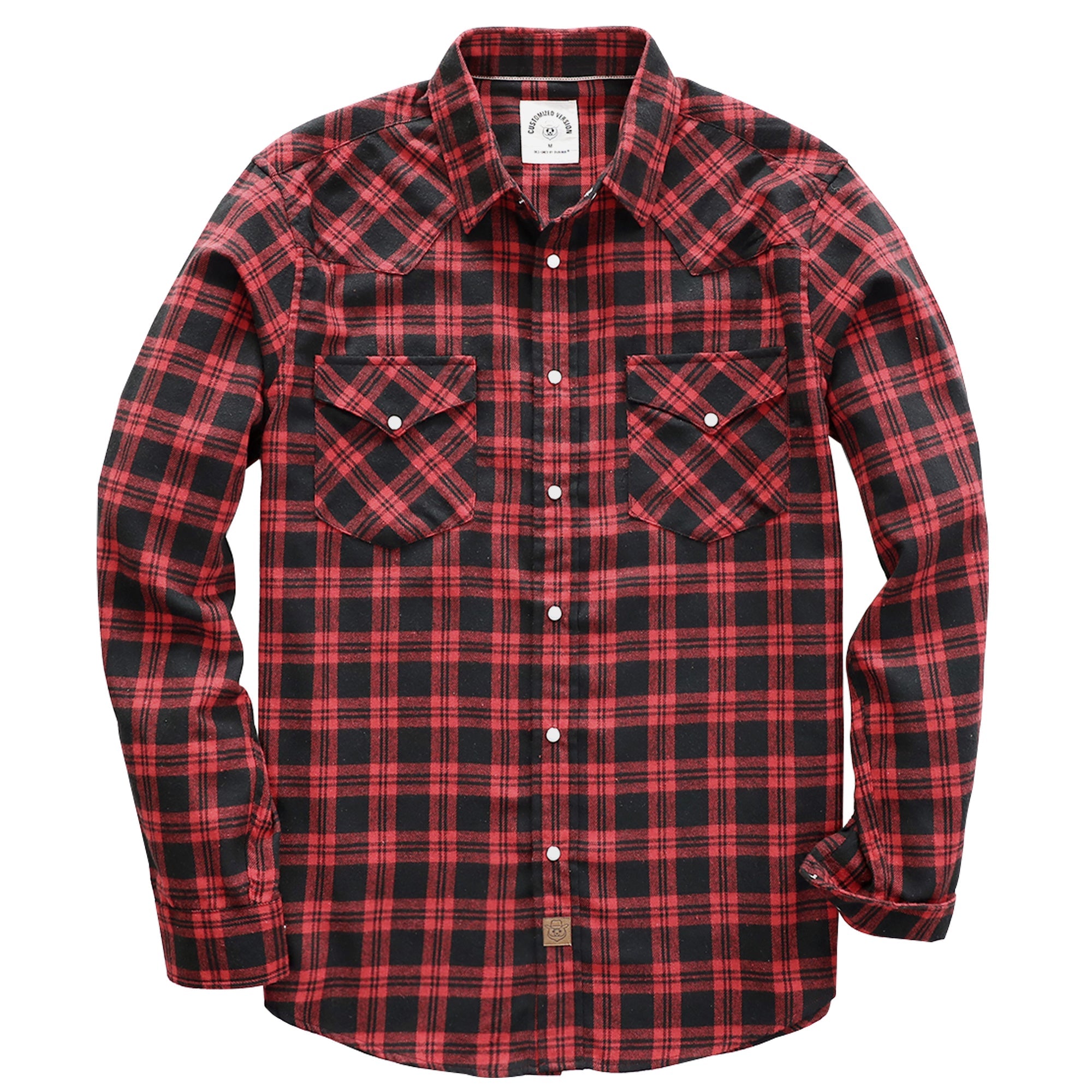 Mens Flannel Long Sleeve Pearl Snap Buttons Western Cowboy Vintage Casual Shirts #2805