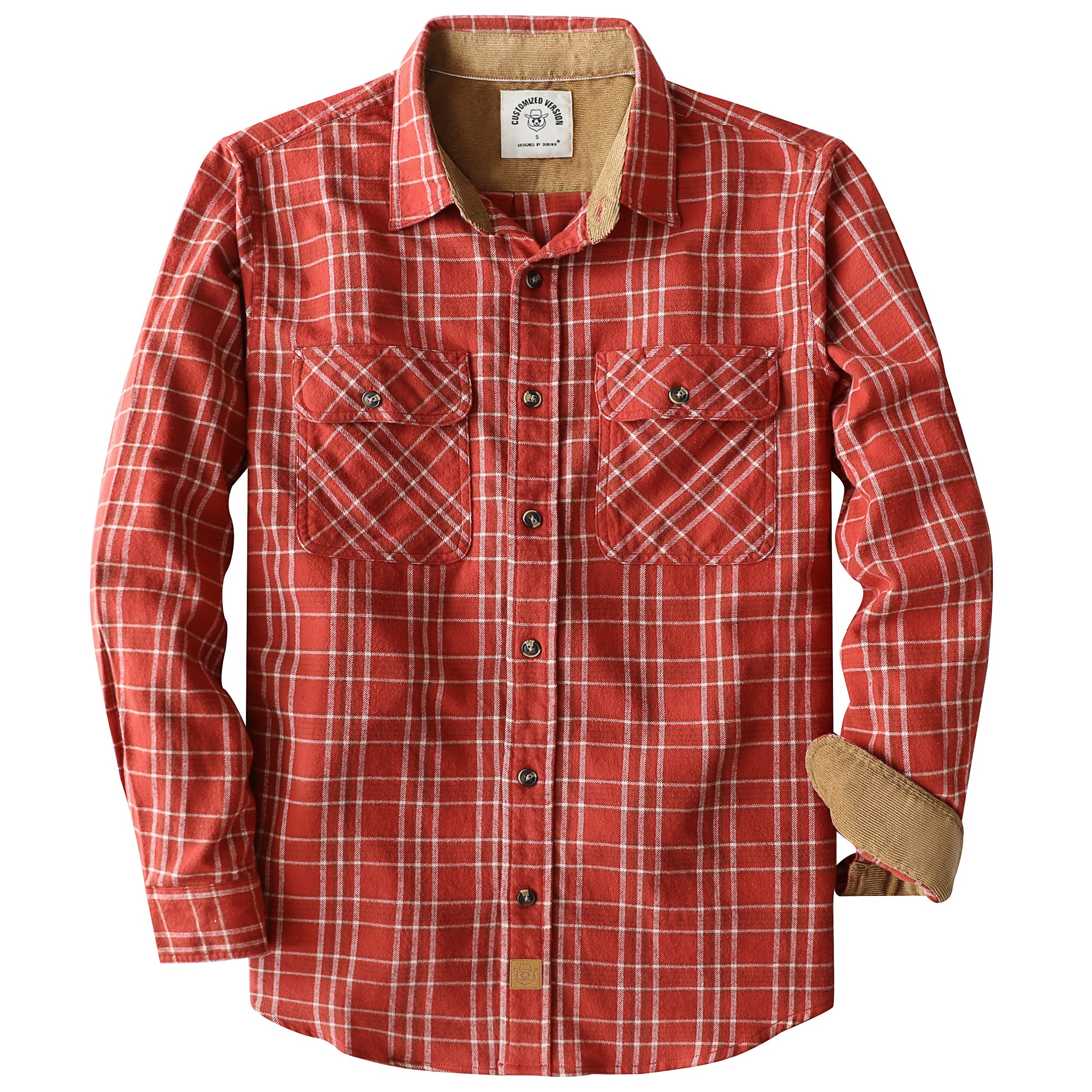 Dubinik® Mens Flannel Shirt Long Sleeve Button Down Plaid All Cotton Soft Brushed Flannel Shirt For Men Utility Casual Shirt #0030004