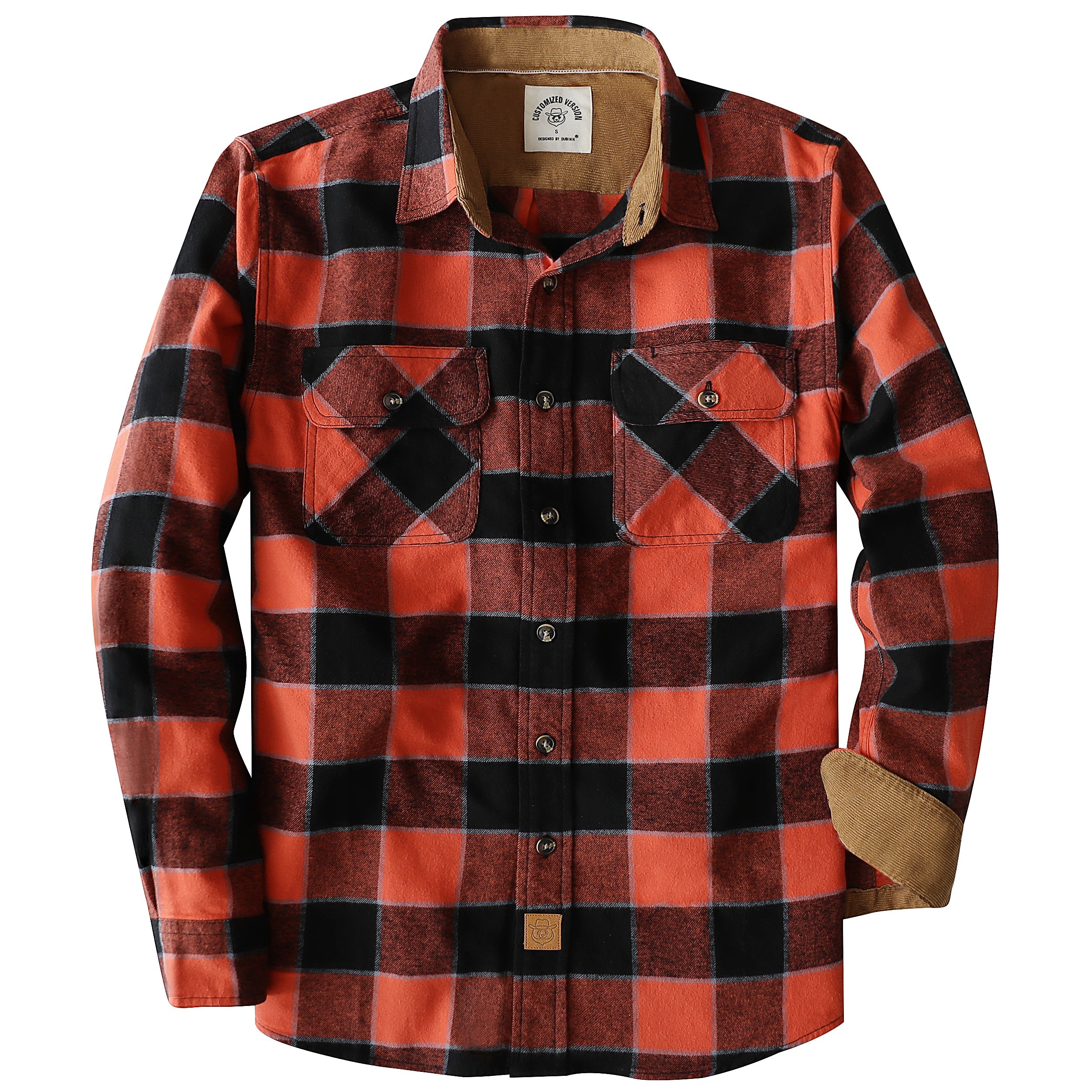 Dubinik® Mens Flannel Shirt Long Sleeve Button Down Plaid All Cotton Soft Brushed Flannel Shirt For Men Utility Casual Shirt #0030005