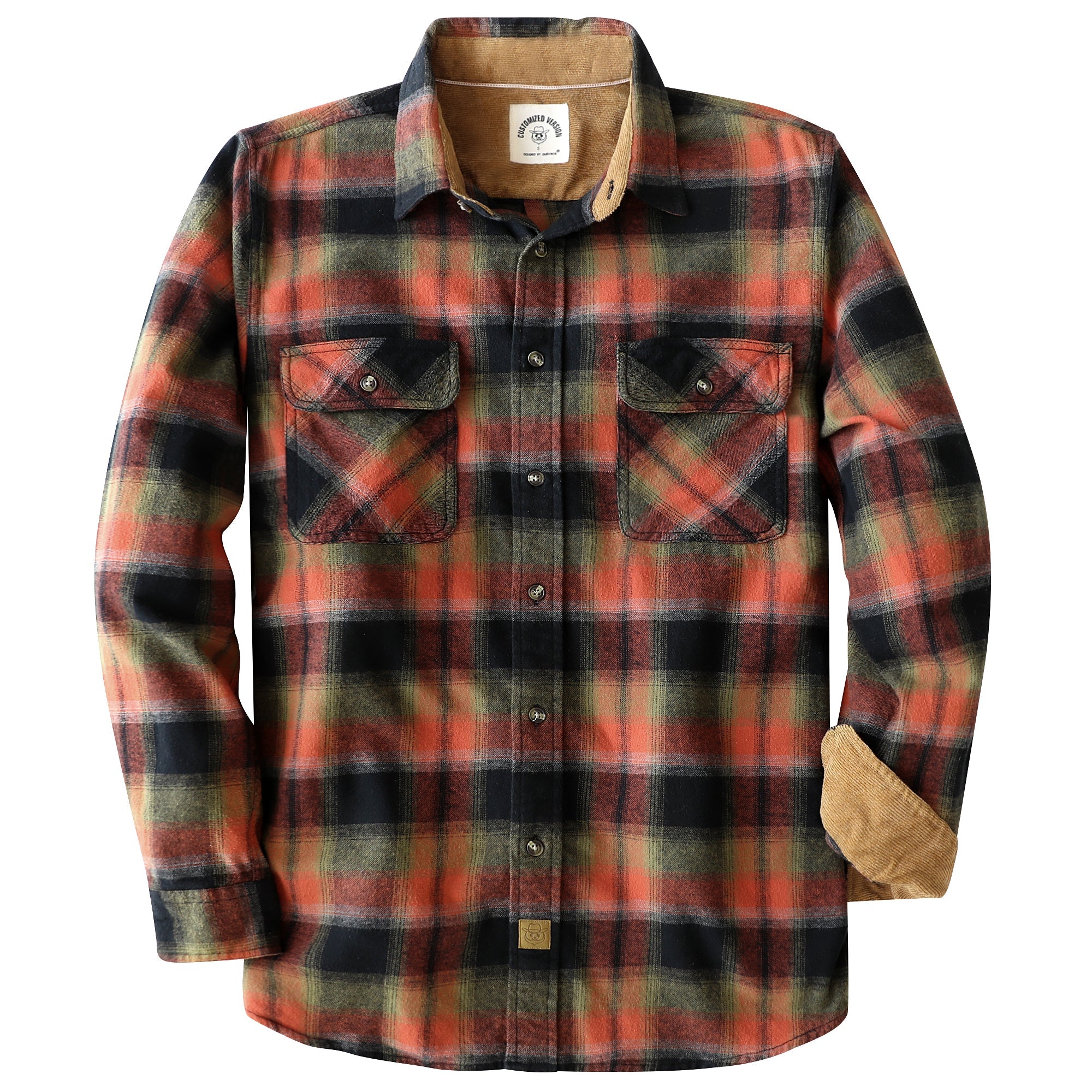 Dubinik® Mens Flannel Shirt Long Sleeve Button Down Plaid All Cotton Soft Brushed Flannel Shirt For Men Utility Casual Shirt #0030006