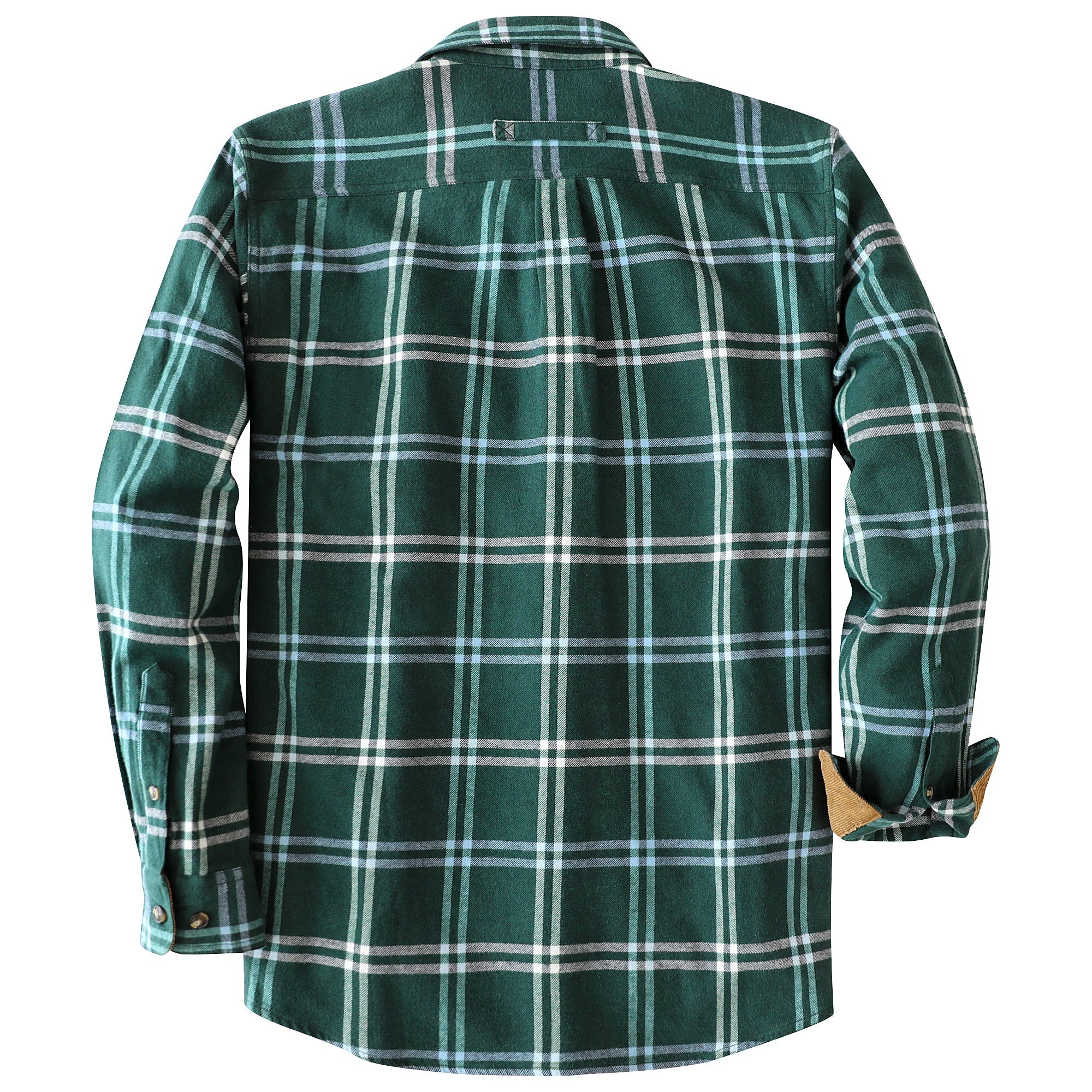 Dubinik® Mens Green Flannel Shirt Long Sleeve Button Down Plaid All Cotton Soft Brushed Flannel Shirt For Men Utility Casual Shirt #0030018