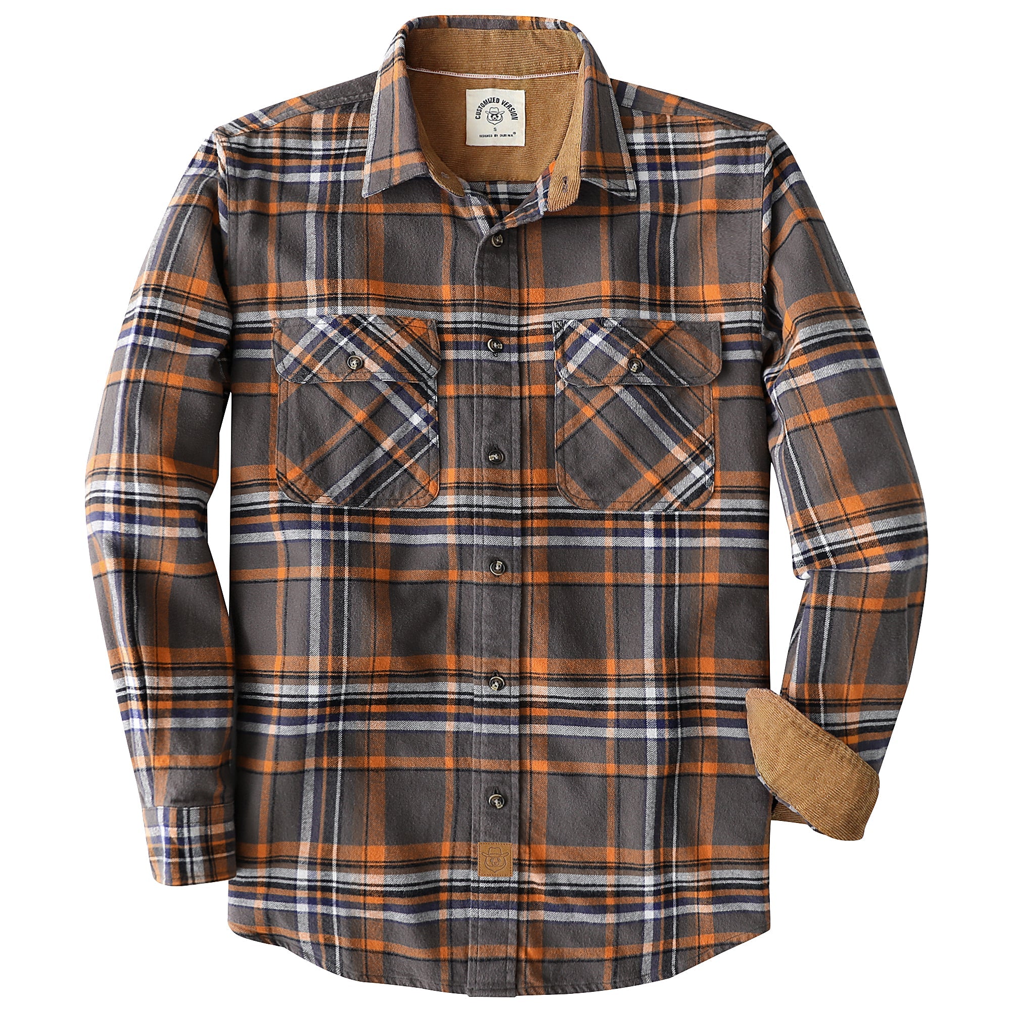 Dubinik® Mens Flannel Shirt Long Sleeve Button Down Plaid All Cotton Soft Brushed Flannel Shirt For Men Utility Casual Shirt #0030007