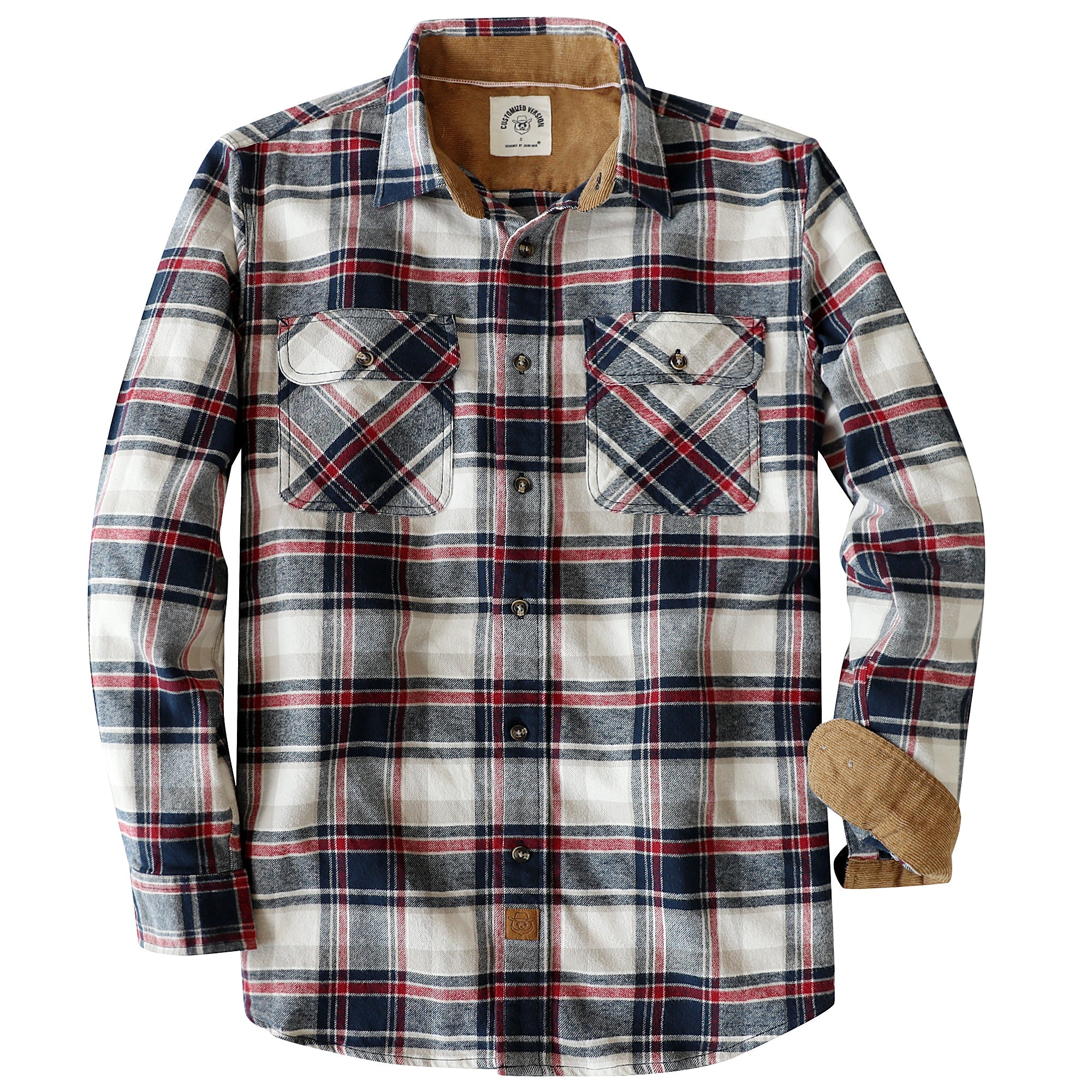 Dubinik® Mens Flannel Shirt Long Sleeve Button Down Plaid All Cotton Soft Brushed Flannel Shirt For Men Utility Casual Shirt #0030020