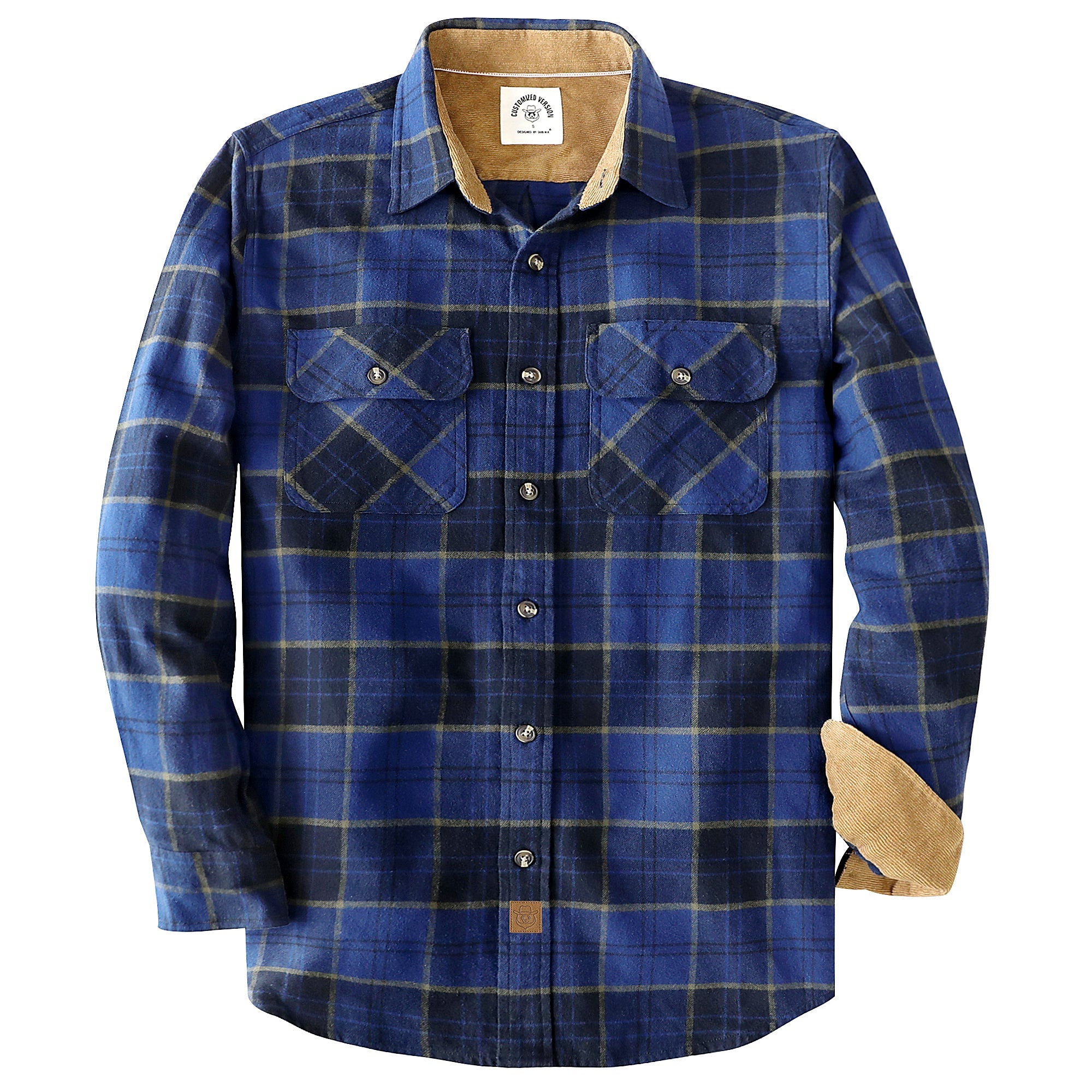 Dubinik® Mens Flannel Shirt Long Sleeve Button Down Plaid All Cotton Soft Brushed Flannel Shirt For Men Utility Casual Shirt #0030016