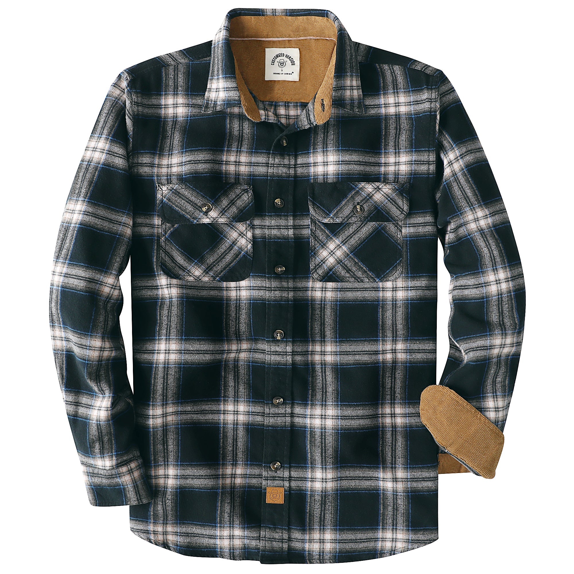 Dubinik® Mens Flannel Shirt Long Sleeve Button Down Plaid All Cotton Soft Brushed Flannel Shirt For Men Utility Casual Shirt #0030015