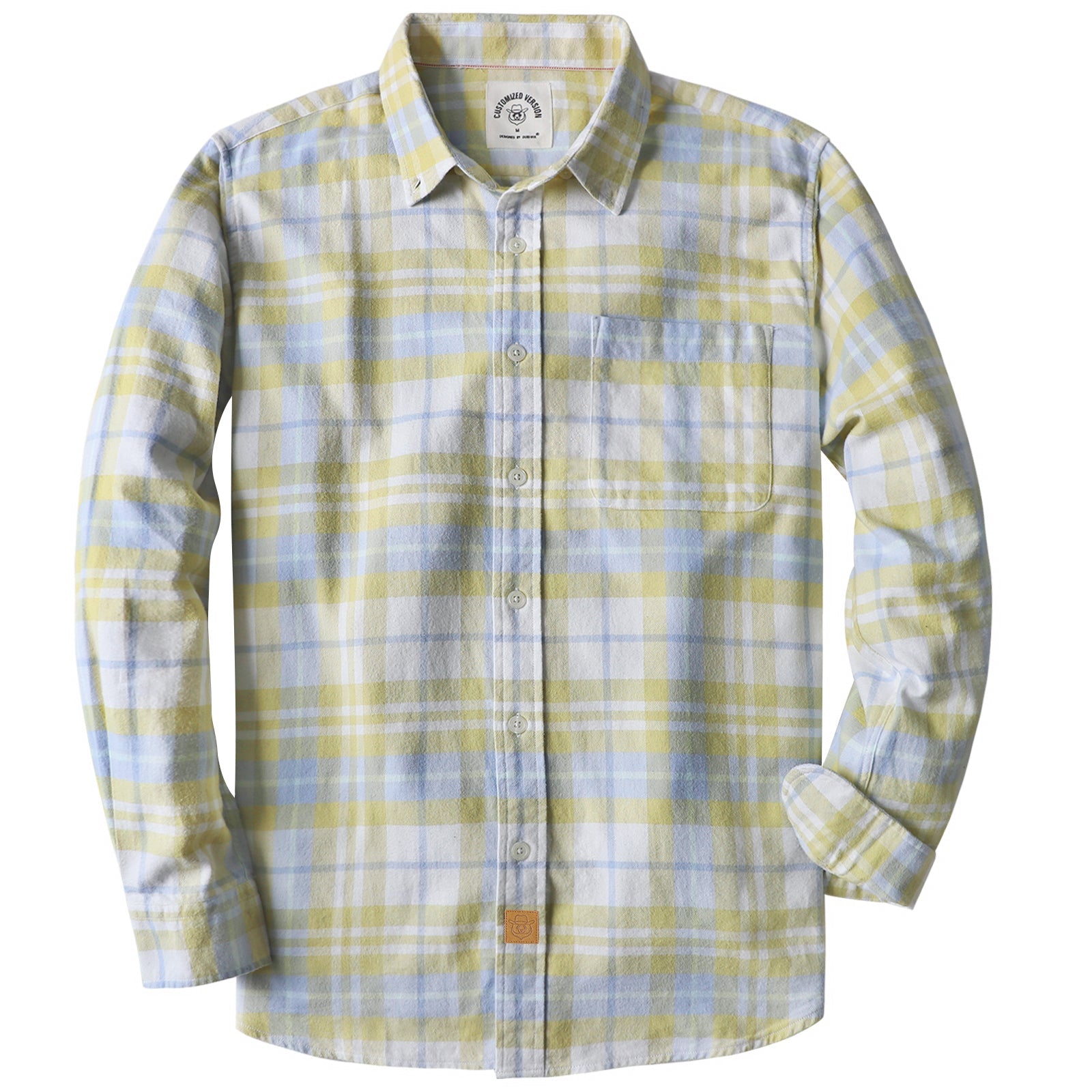 Dubinik® Mens Flannel Shirts Long Sleeve Button Down Casual Work Plaid Shirt Men All Cotton Soft with Pocket Regular Fit#03-055