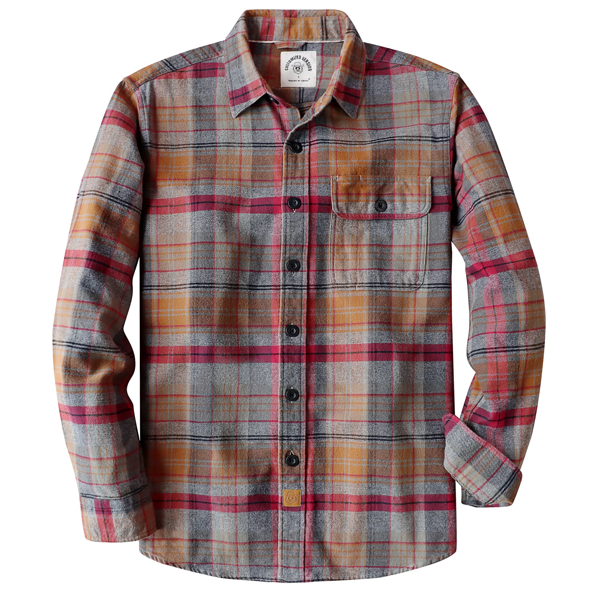 Dubinik® Mens Long Sleeve Midweight Flannel Shirt Warm Casual Soft Cotton Button Down Plaid Shirt #3413