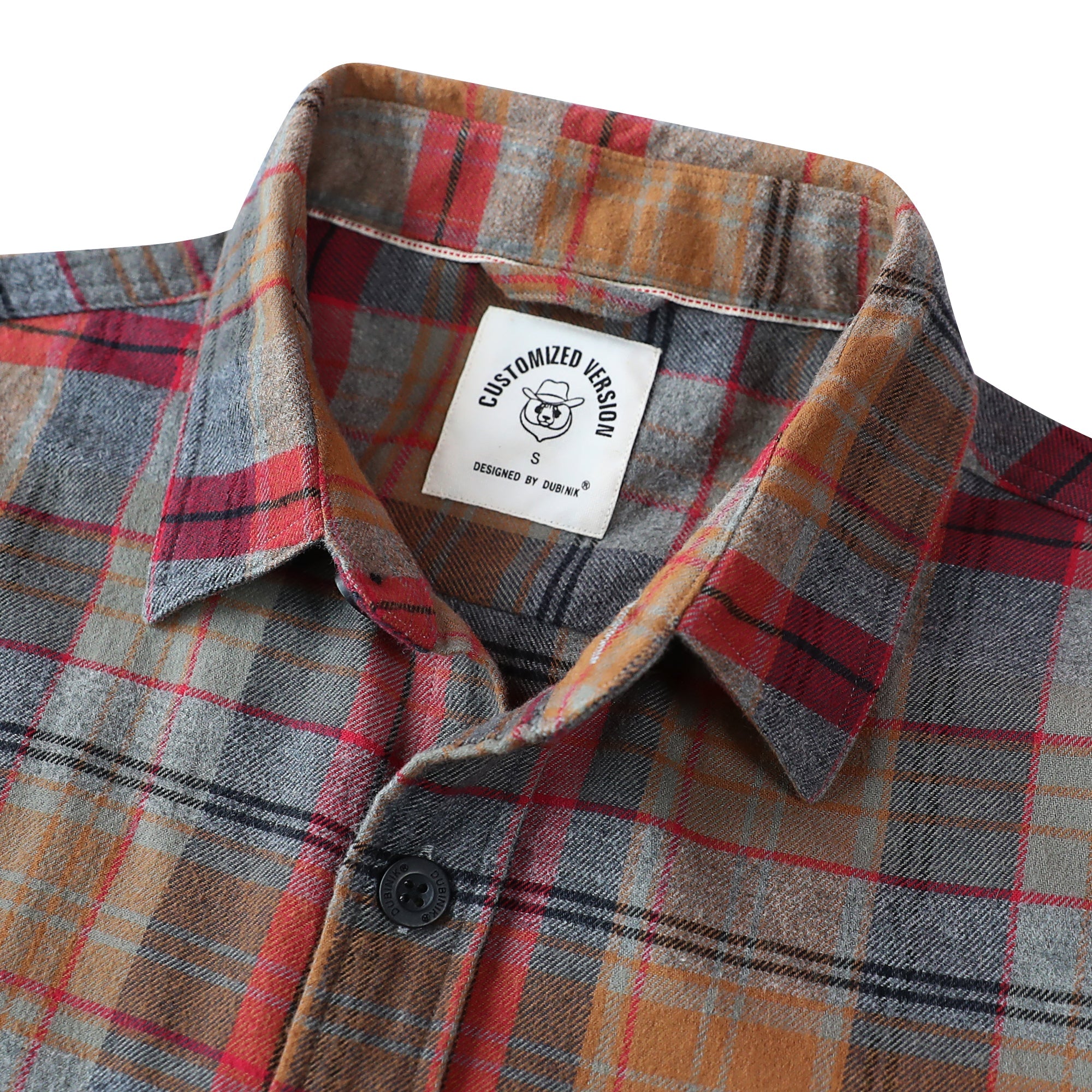 Dubinik® Mens Long Sleeve Midweight Flannel Shirt Warm Casual Soft Cotton Button Down Plaid Shirt #3413