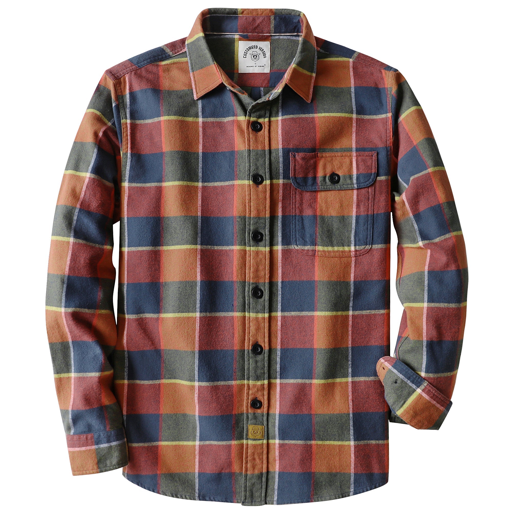 Dubinik® Mens Long Sleeve Midweight Flannel Shirt Warm Casual Soft Cotton Button Down Plaid Shirt #3423