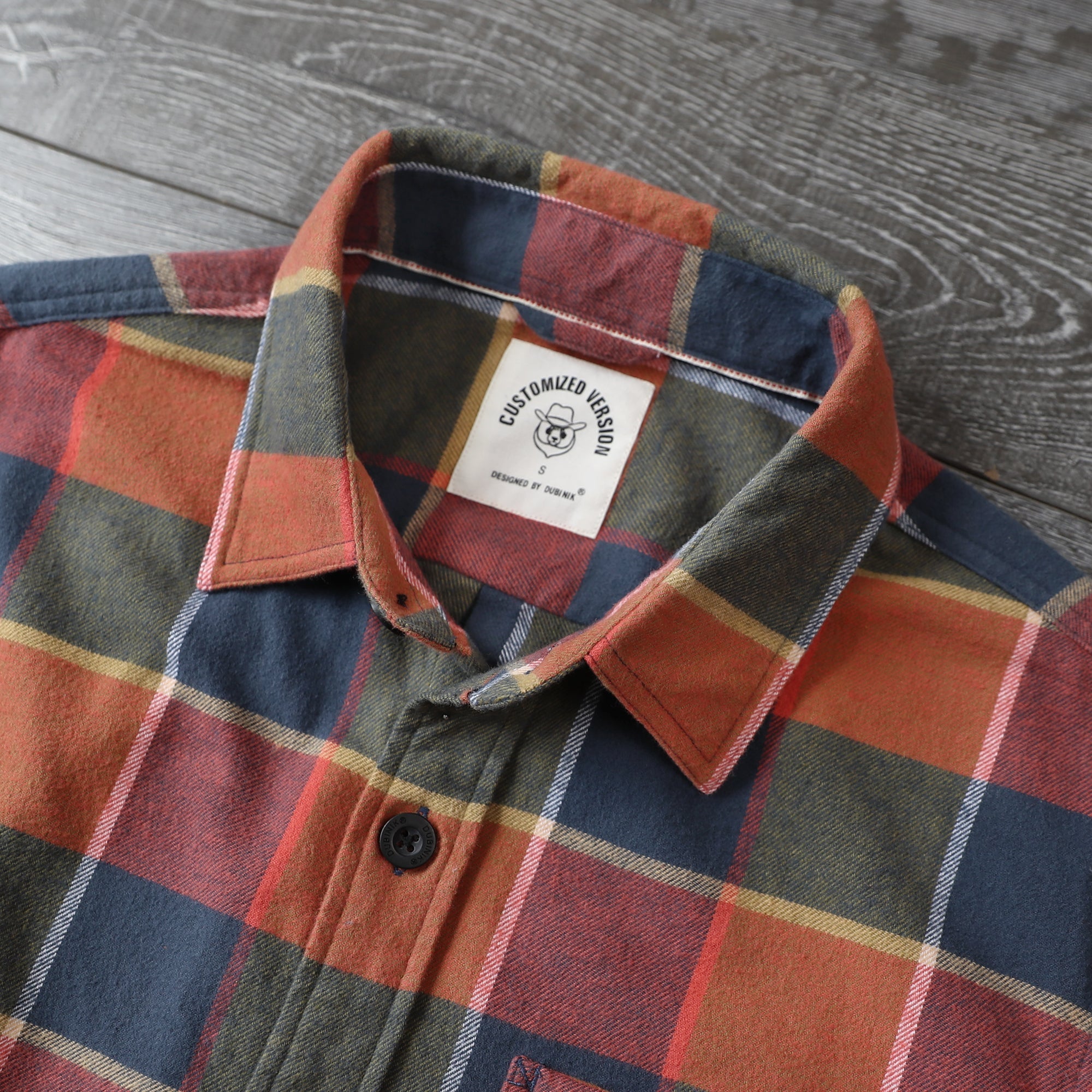 Dubinik® Mens Long Sleeve Midweight Flannel Shirt Warm Casual Soft Cotton Button Down Plaid Shirt #3423