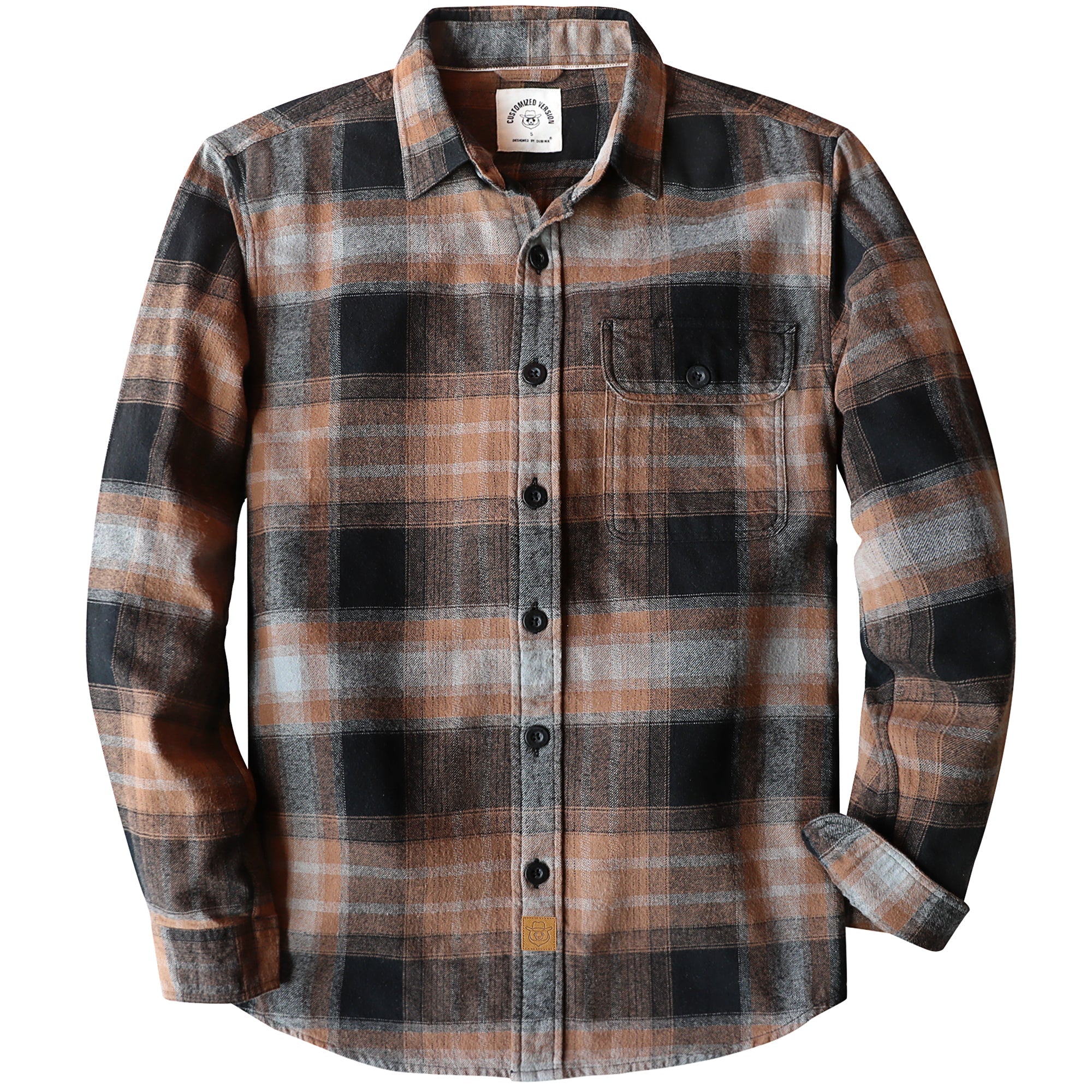 Dubinik® Mens Long Sleeve Midweight Flannel Shirt Warm Casual Soft Cotton Button Down Plaid Shirt #3417