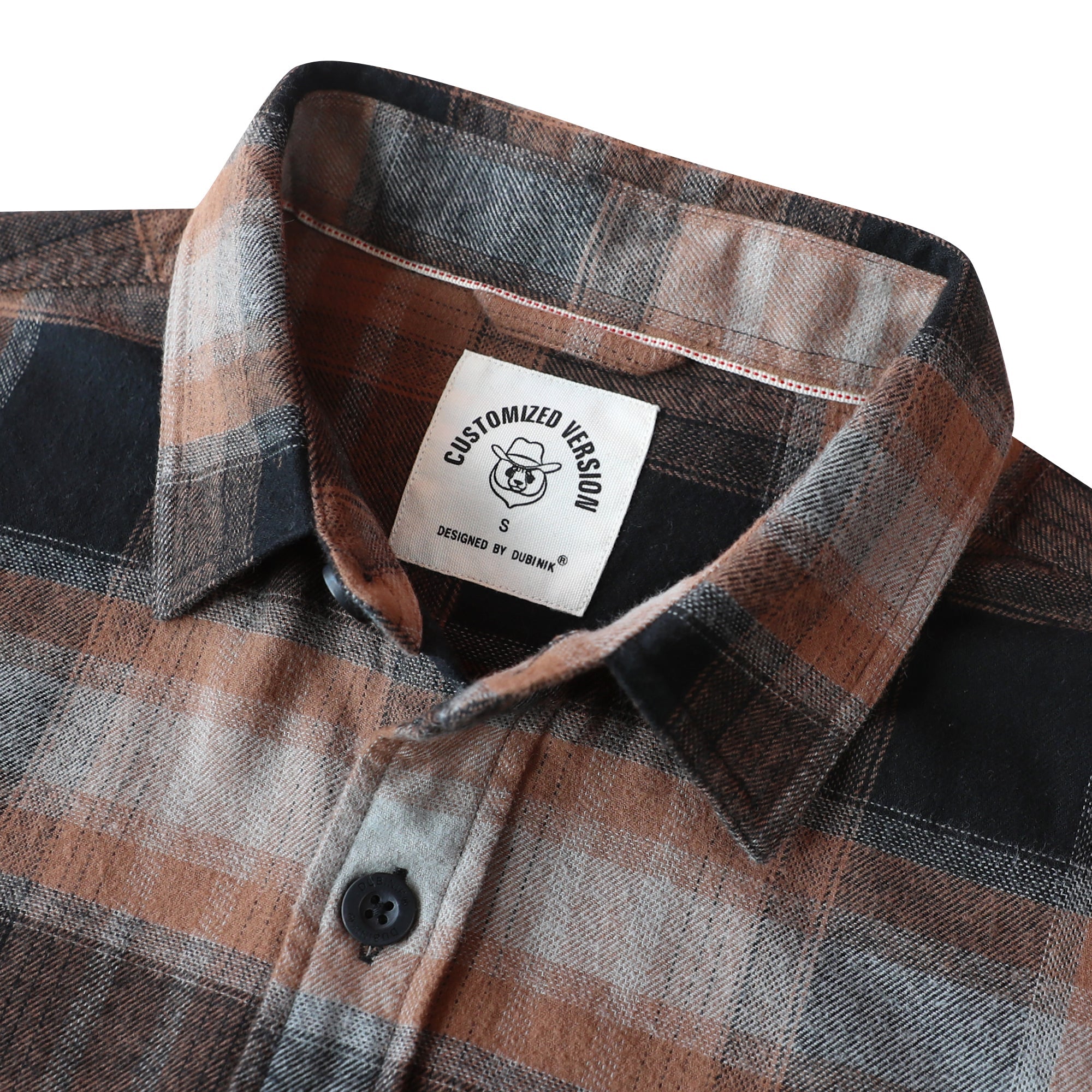 Dubinik® Mens Long Sleeve Midweight Flannel Shirt Warm Casual Soft Cotton Button Down Plaid Shirt #3417