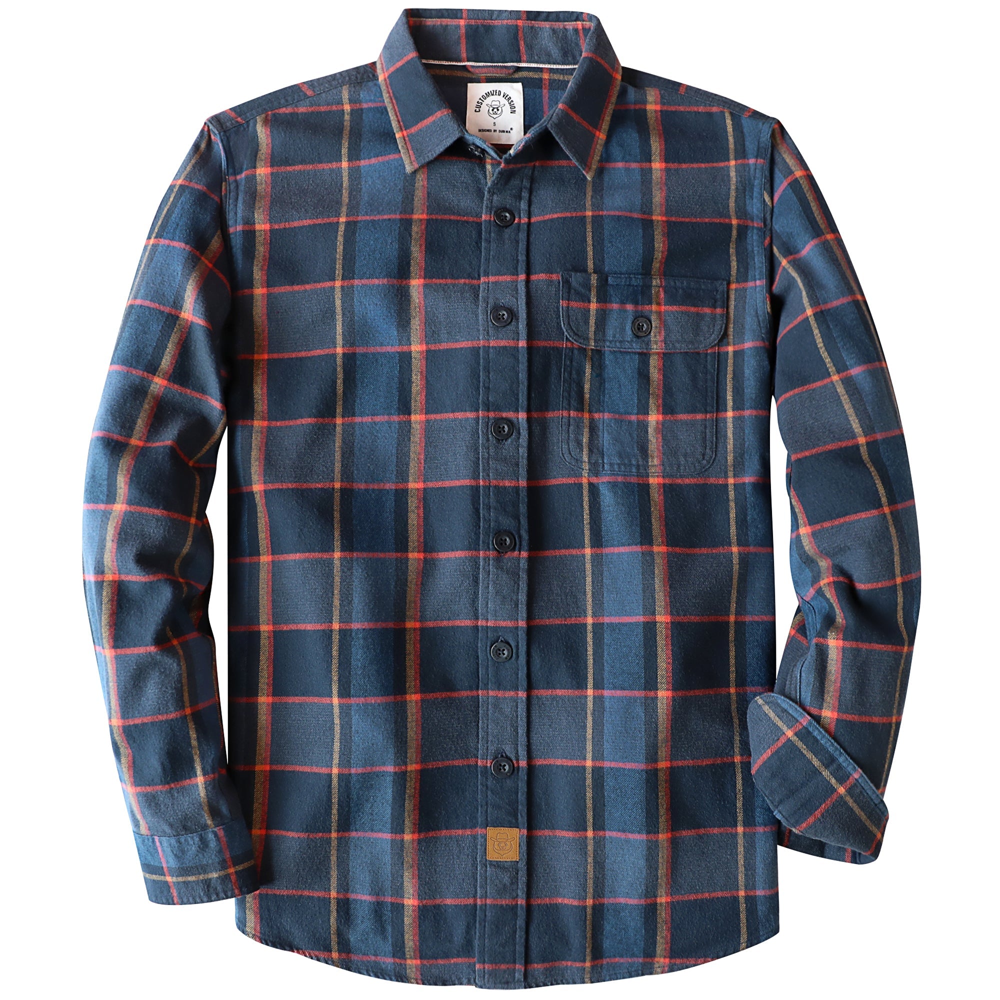 Dubinik® Mens Long Sleeve Midweight Flannel Shirt Warm Casual Soft Cotton Button Down Plaid Shirt #3415