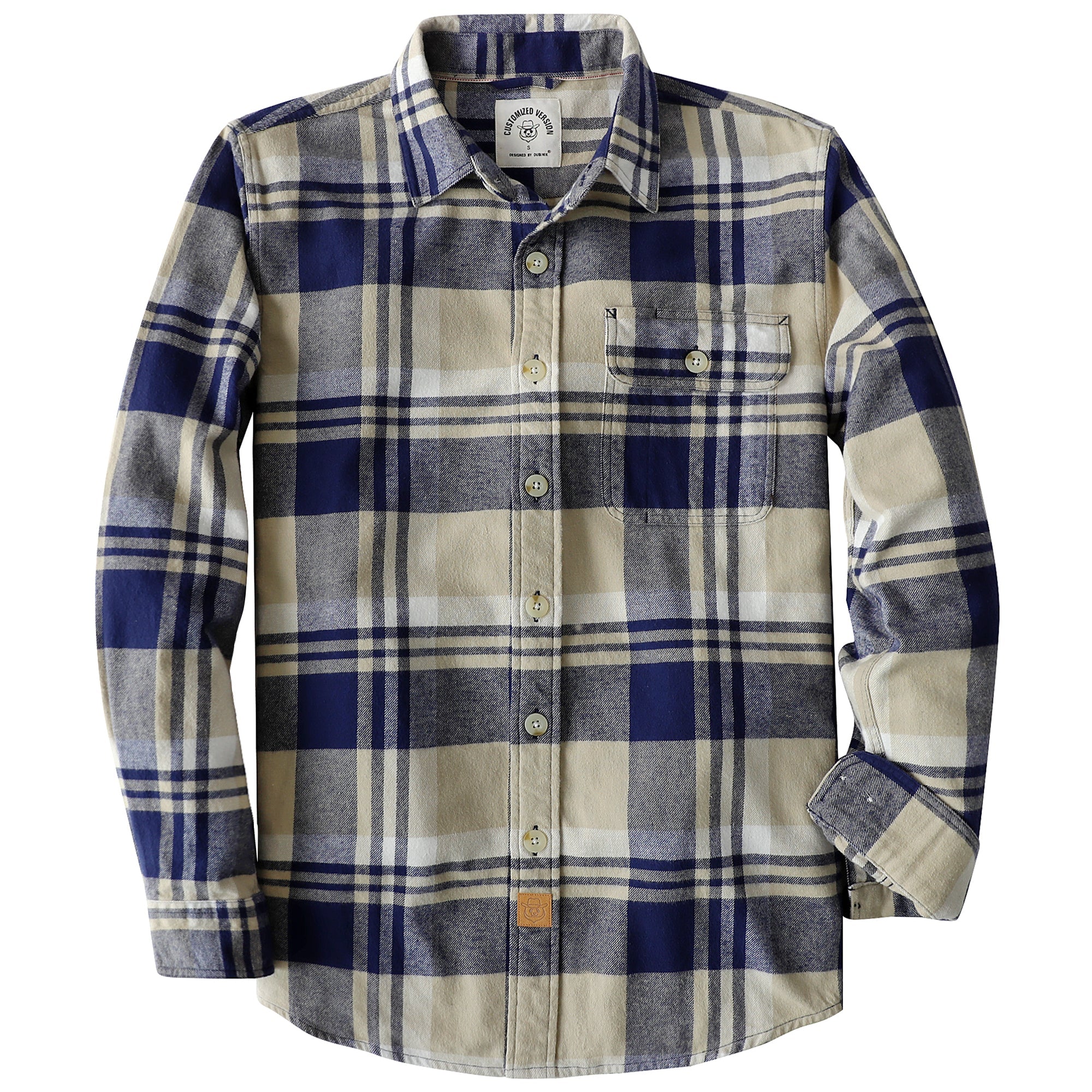 Dubinik® Mens Long Sleeve Midweight Flannel Shirt Warm Casual Soft Cotton Button Down Plaid Shirt #3421