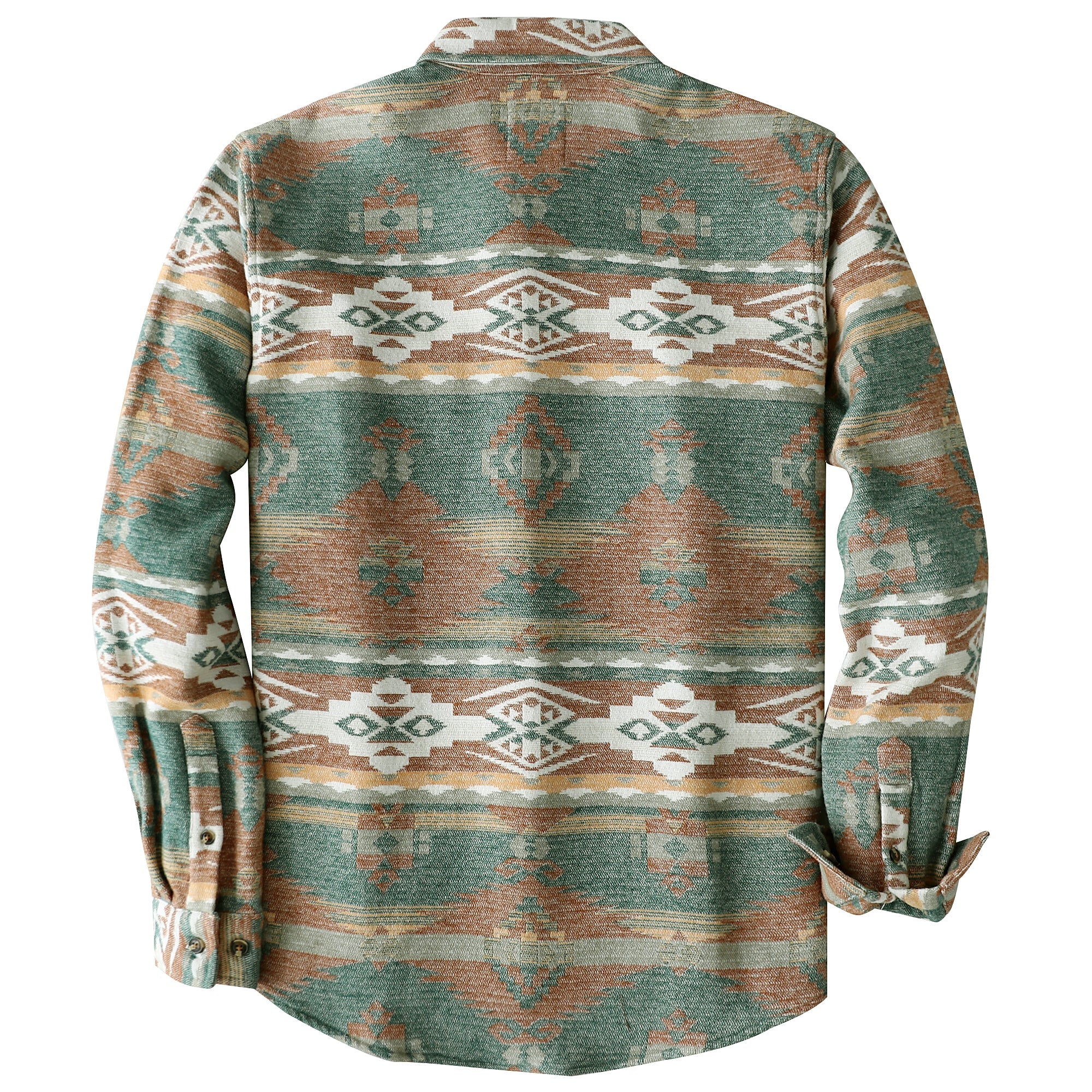 Dubinik® 10oz Ultra Heavyweight Mens Aztec Orange Green Flannel Shirt Long Sleeve Button Down All Cotton Soft Brushed Cowboy Utility Casual Shirt Jacket#30027