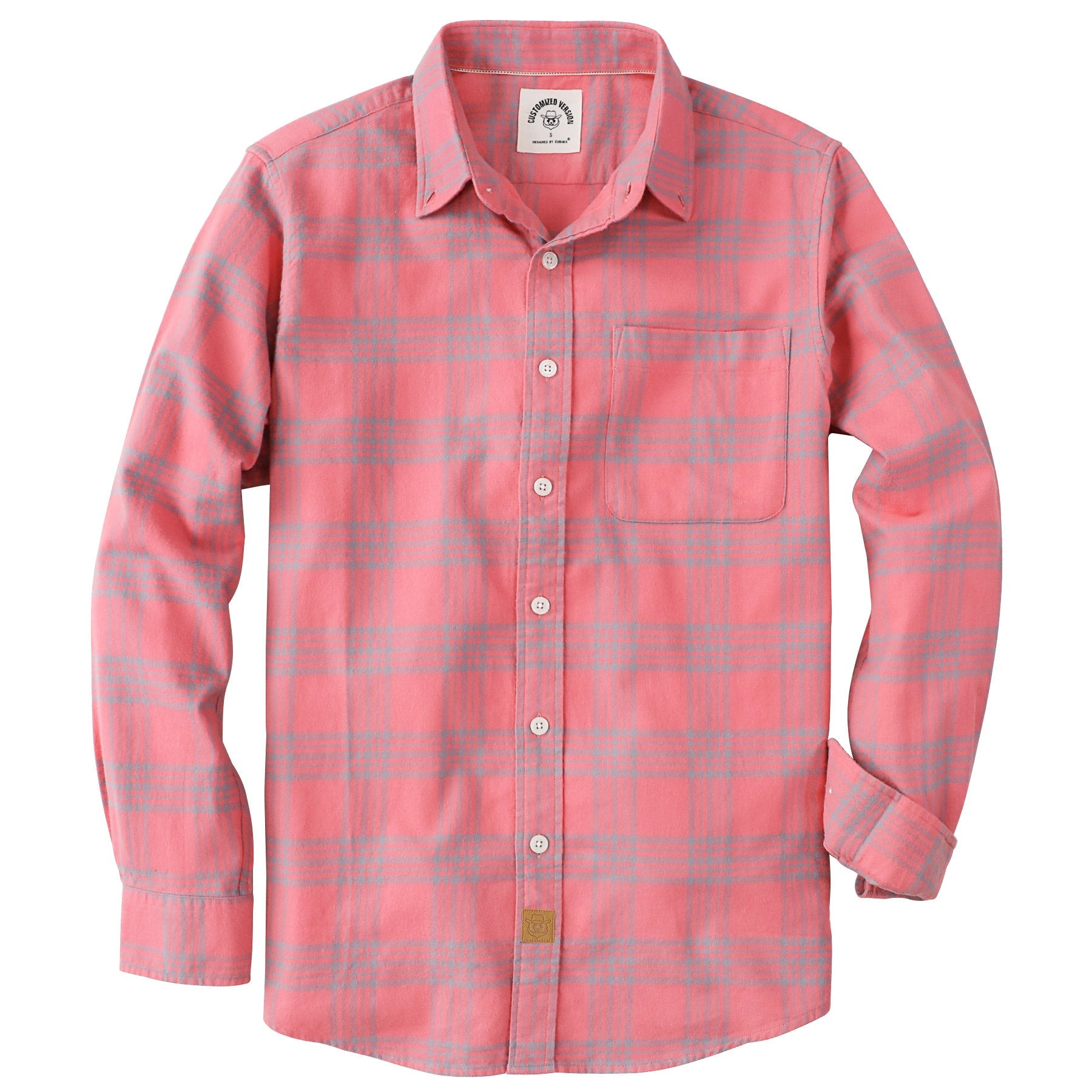 Dubinik® 100% Cotton Mens Flannel Shirts Long Sleeve Plaid Soft Casual Button Down Shirt Men#66024