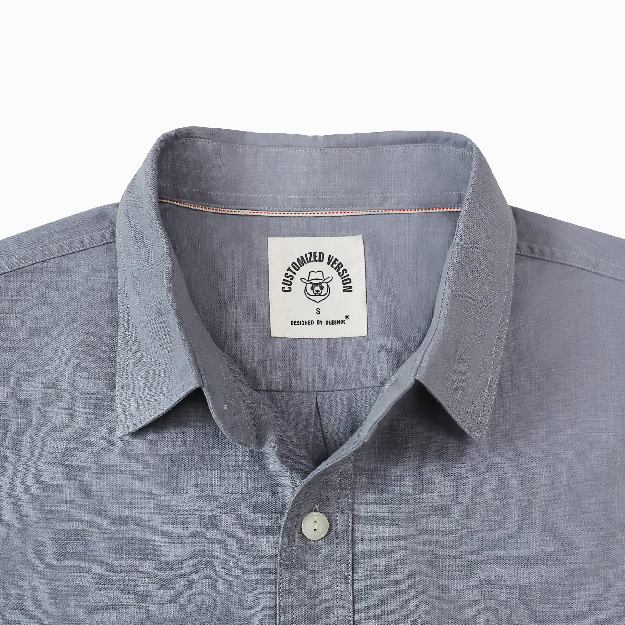 Dubinik® Gray Solid Mens Short Sleeve Button Down Casual Cotton Regular Fit Lightweight Pocket Chambray Mens Button Down Short Sleeve#0057006