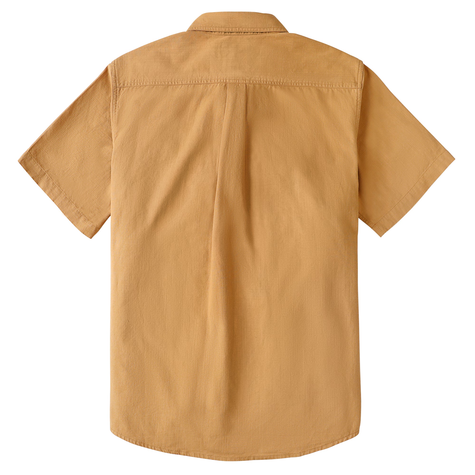 Dubinik® Orange Solid Mens Short Sleeve Button Down Casual Cotton Regular Fit Lightweight Pocket Chambray Mens Button Down Short Sleeve#0057001