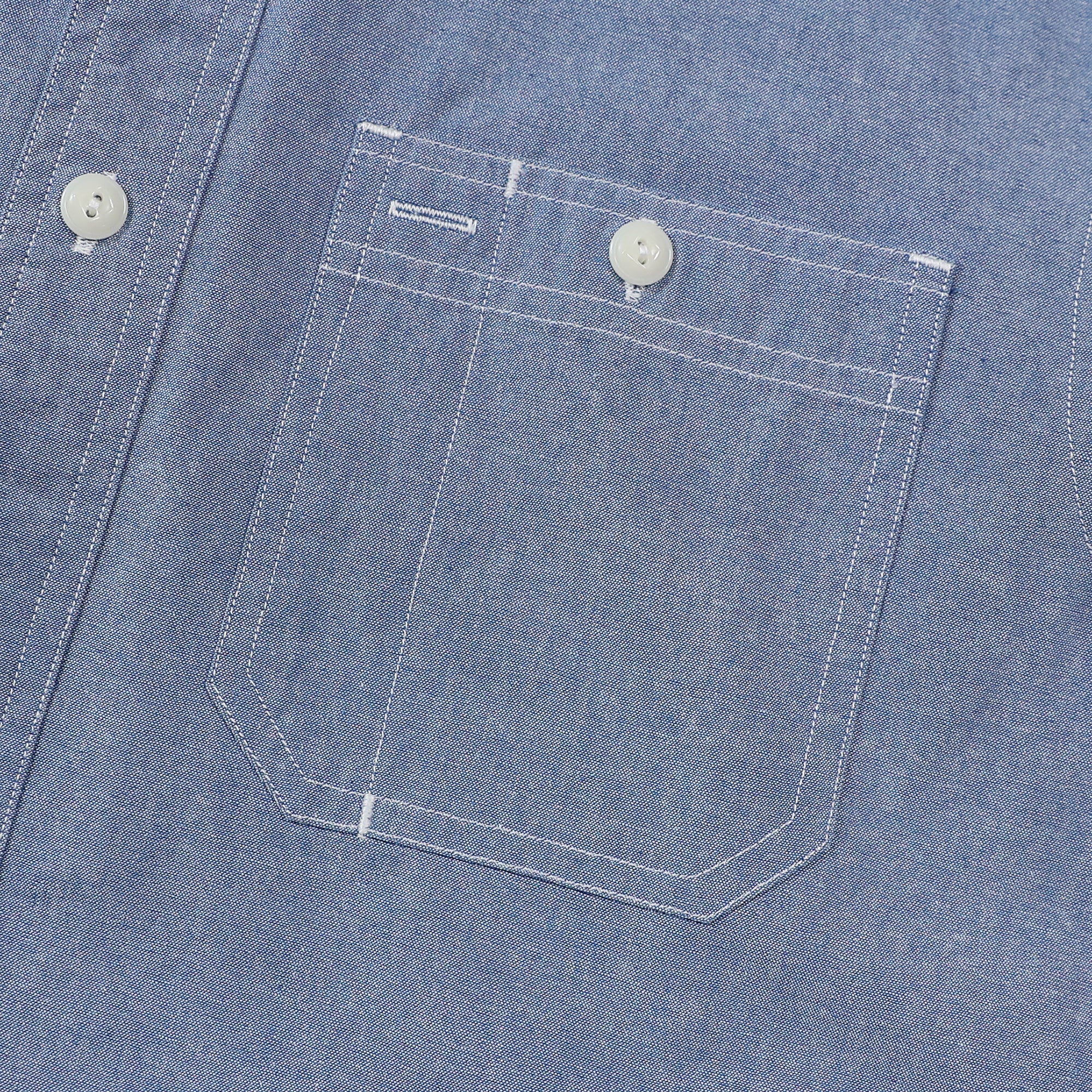 Dubinik® Light Blue Solid Mens Short Sleeve Button Down Casual Cotton Regular Fit Lightweight Pocket Chambray Mens Button Down Short Sleeve#0057009