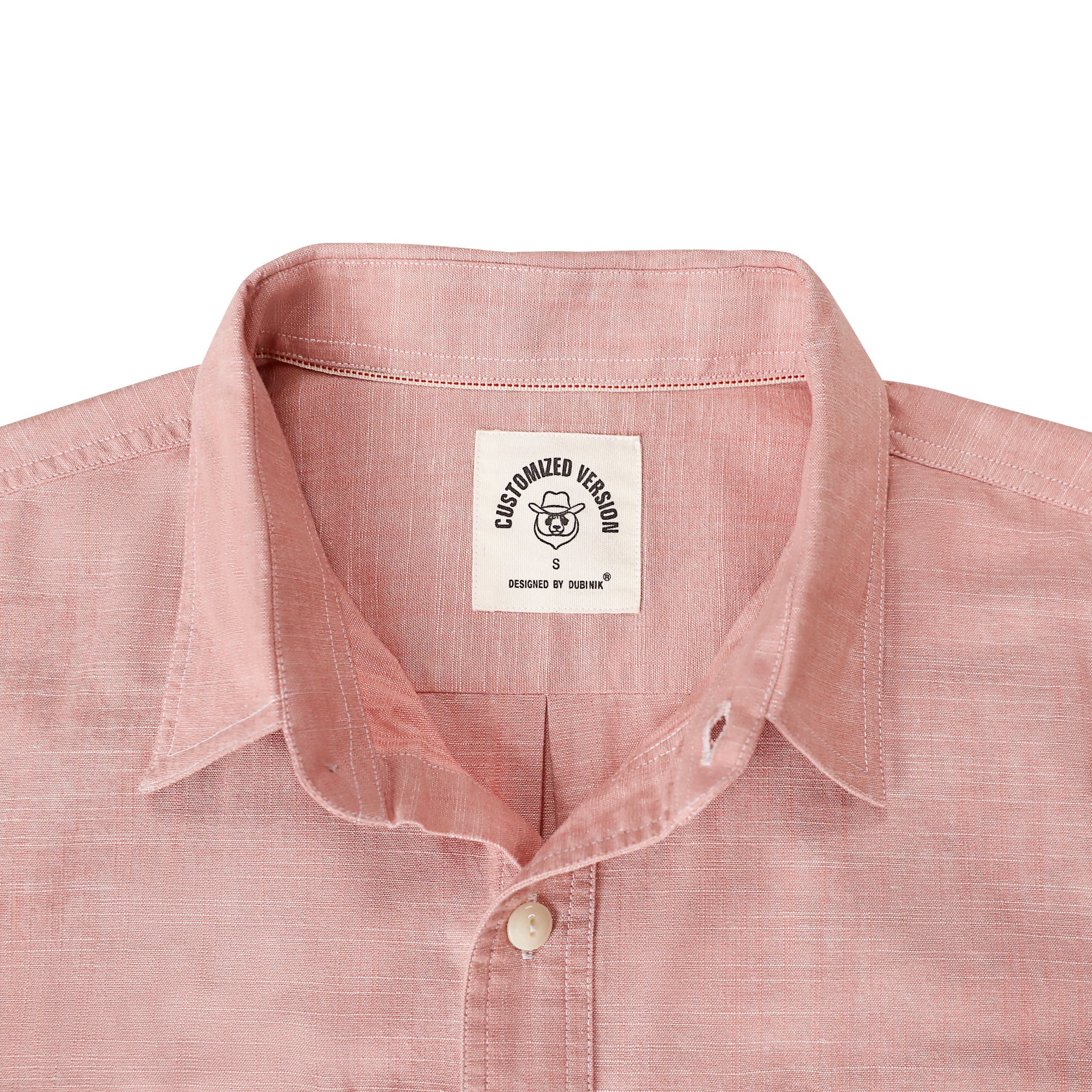 Dubinik® Pink Solid Mens Short Sleeve Button Down Casual Cotton Regular Fit Lightweight Pocket Chambray Mens Button Down Short Sleeve#0057002