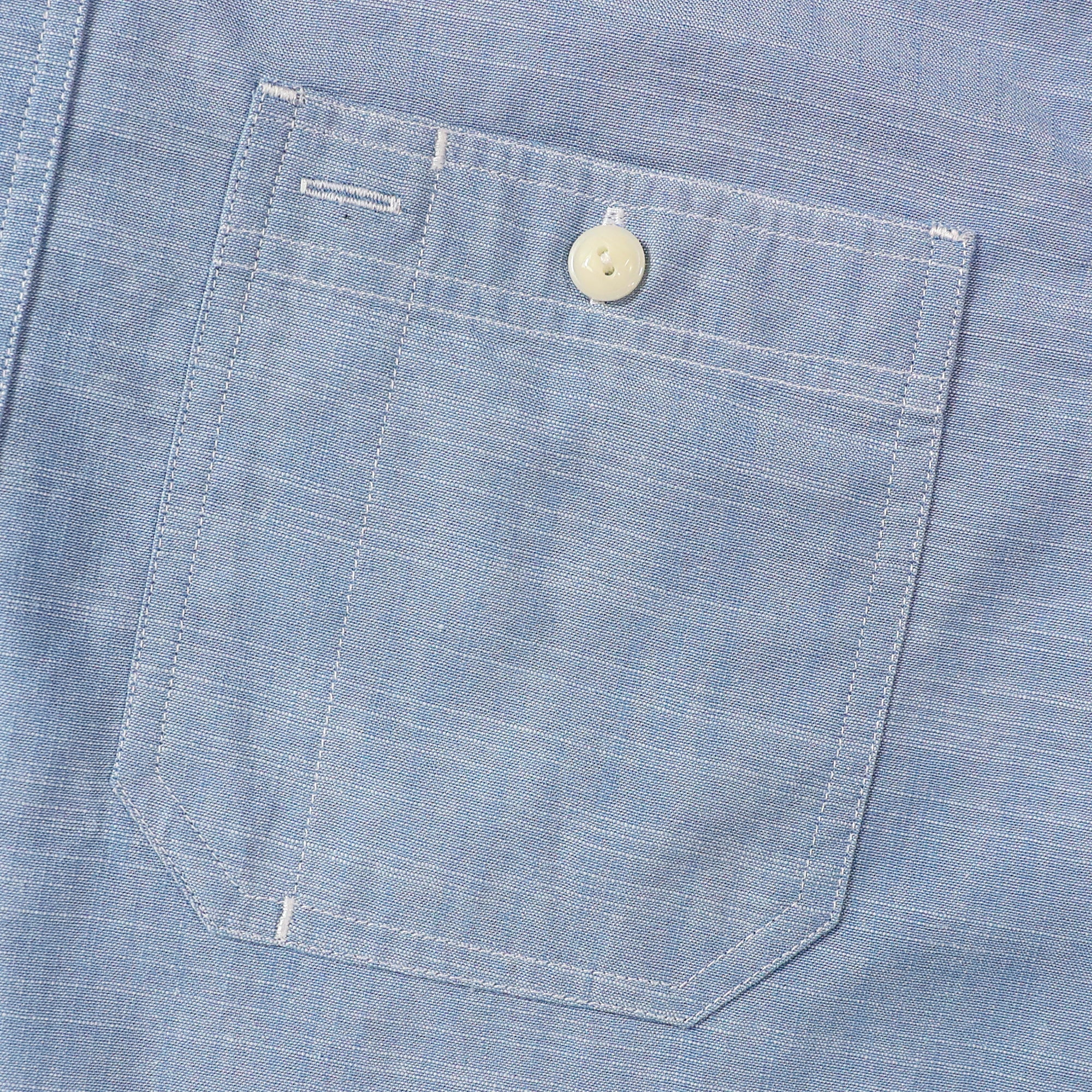 Dubinik® Sky Blue Solid Mens Short Sleeve Button Down Casual Cotton Regular Fit Lightweight Pocket Chambray Mens Button Down Short Sleeve#0057003