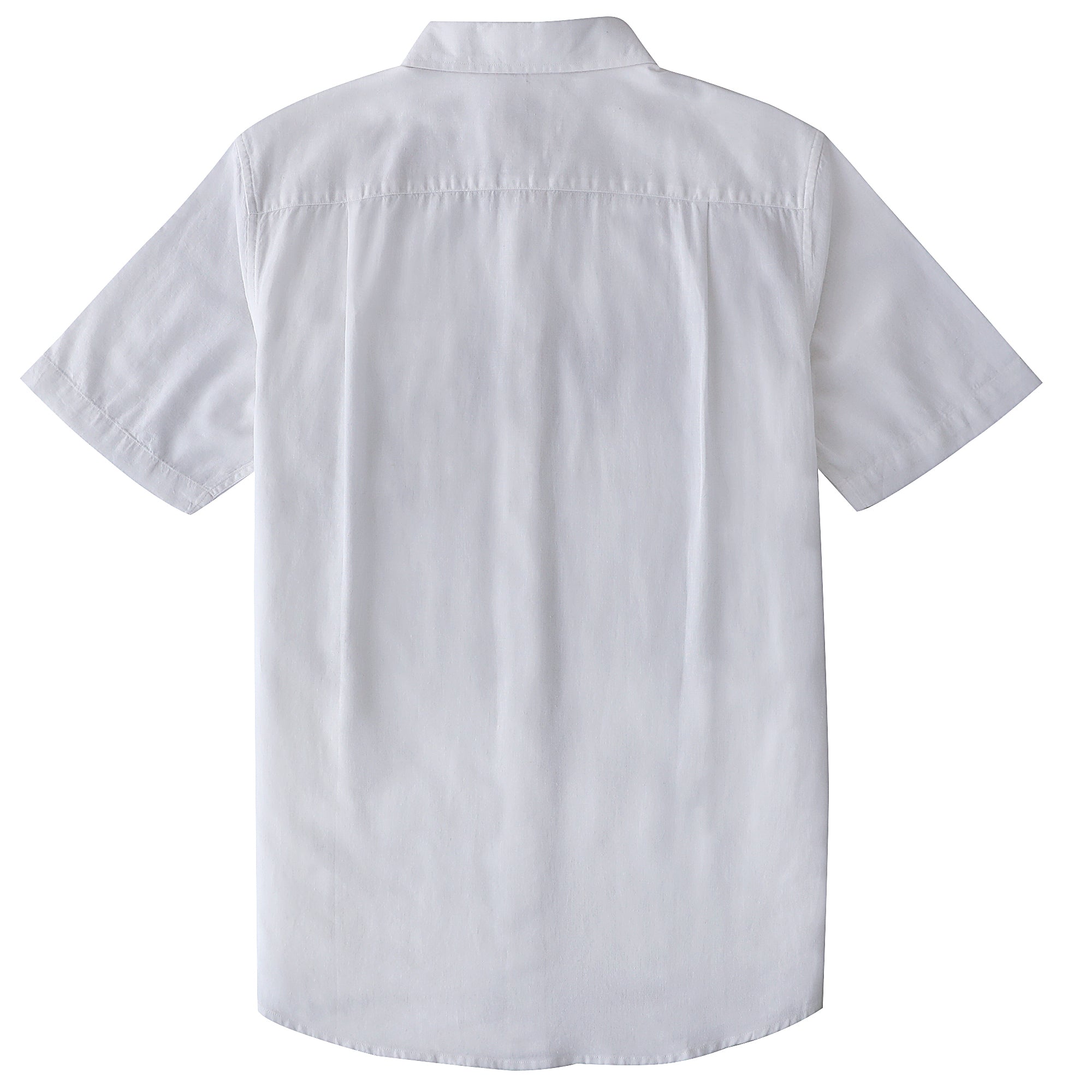 Dubinik® Pure White Mens Short Sleeve Button Down Shirts 100% Cotton Plaid Men's Casual Button-Down Shirts with Pocket#0108