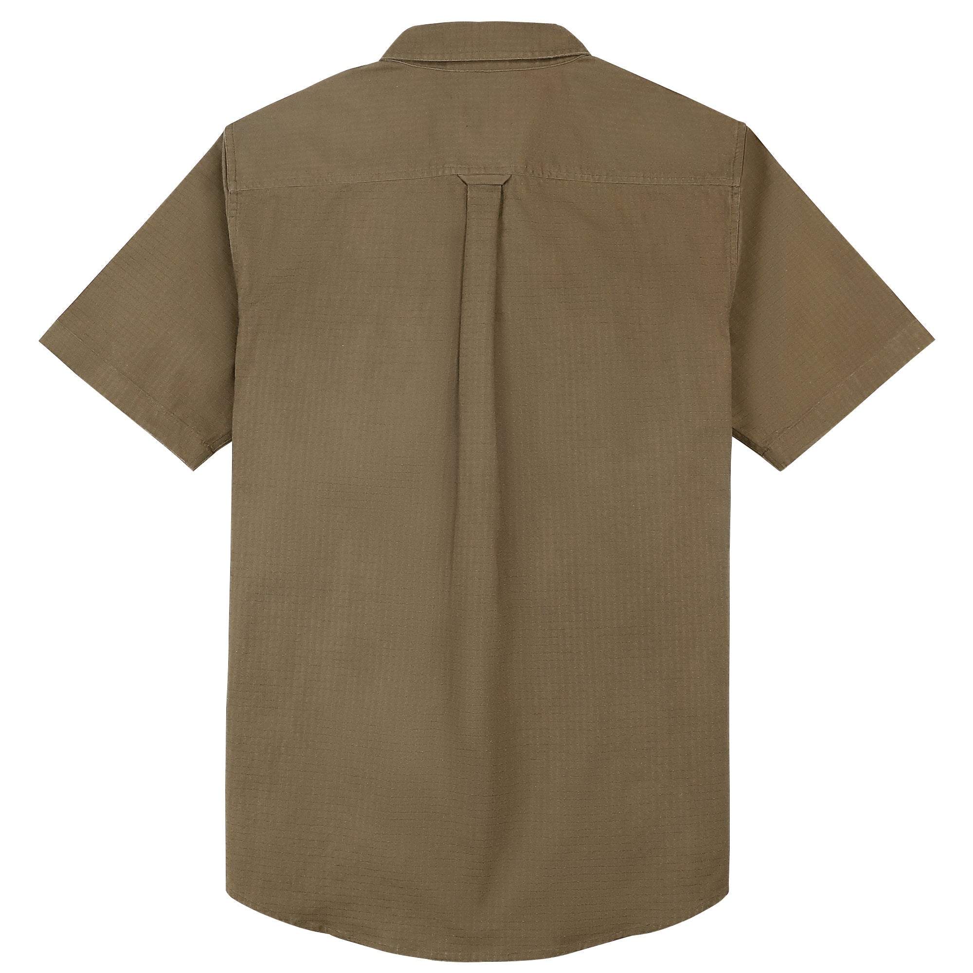 Dubinik® Mens Short Sleeve Button Down Shirts Two Pocket Vintage Mens Work Shirt Dark Khaki Cotton Mens Shirts Casual with Stretch#0055003