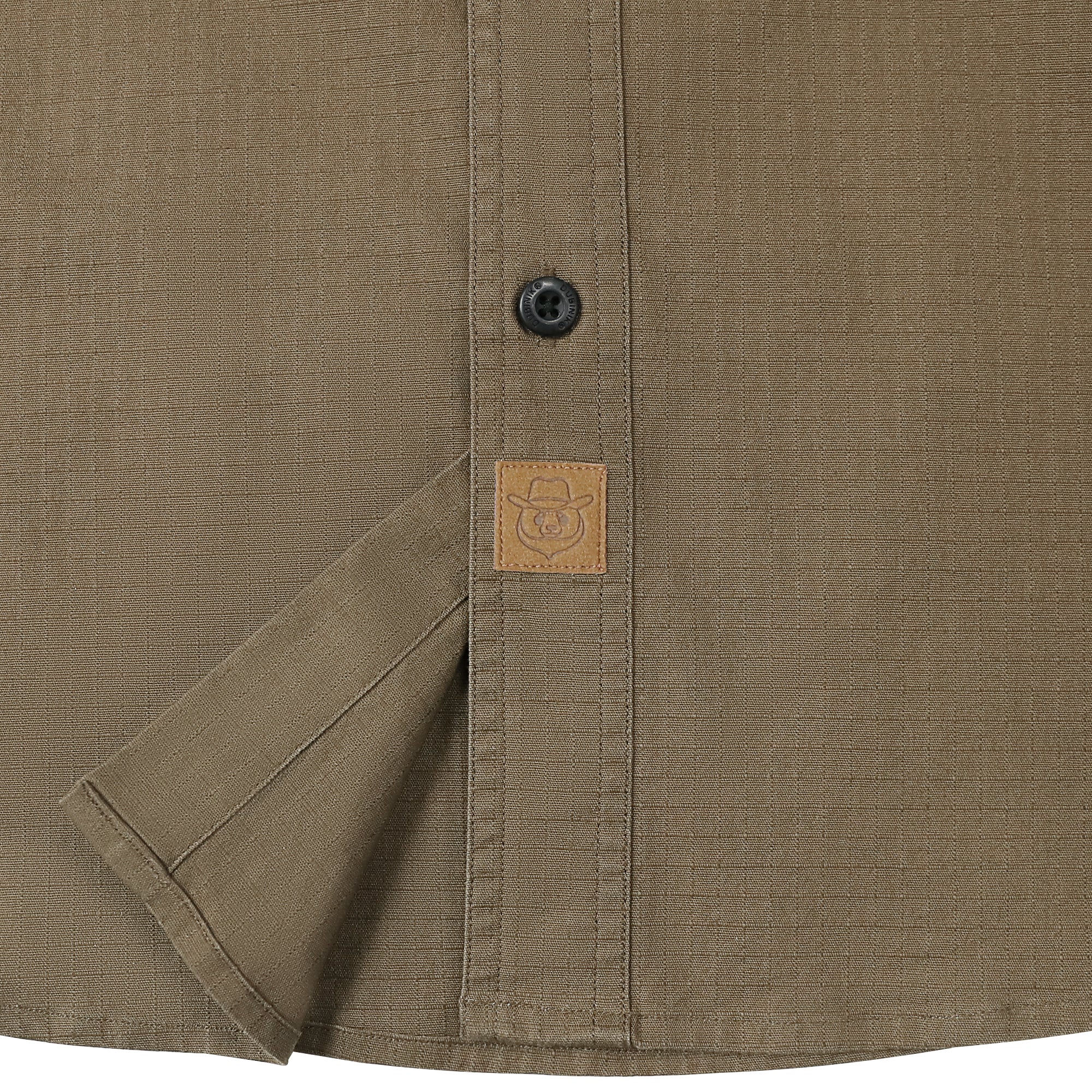 Dubinik® Mens Short Sleeve Button Down Shirts Two Pocket Vintage Mens Work Shirt Dark Khaki Cotton Mens Shirts Casual with Stretch#0055003