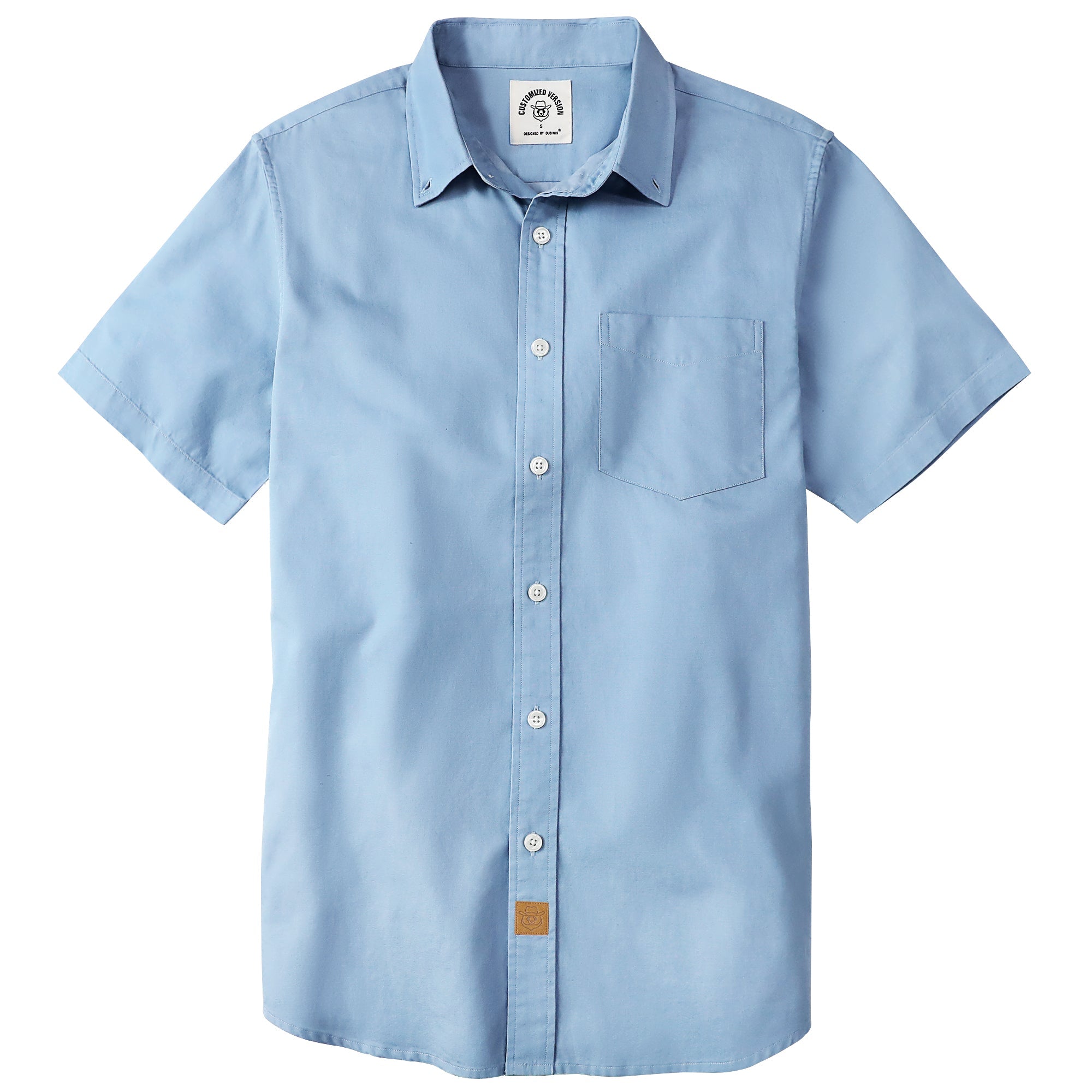 Dubinik® Light Blue Solid Mens Short Sleeve Button Down Shirts Summer Vintage Short Sleeve Button Down Men Lightweight Men's Casual Shirts#51035