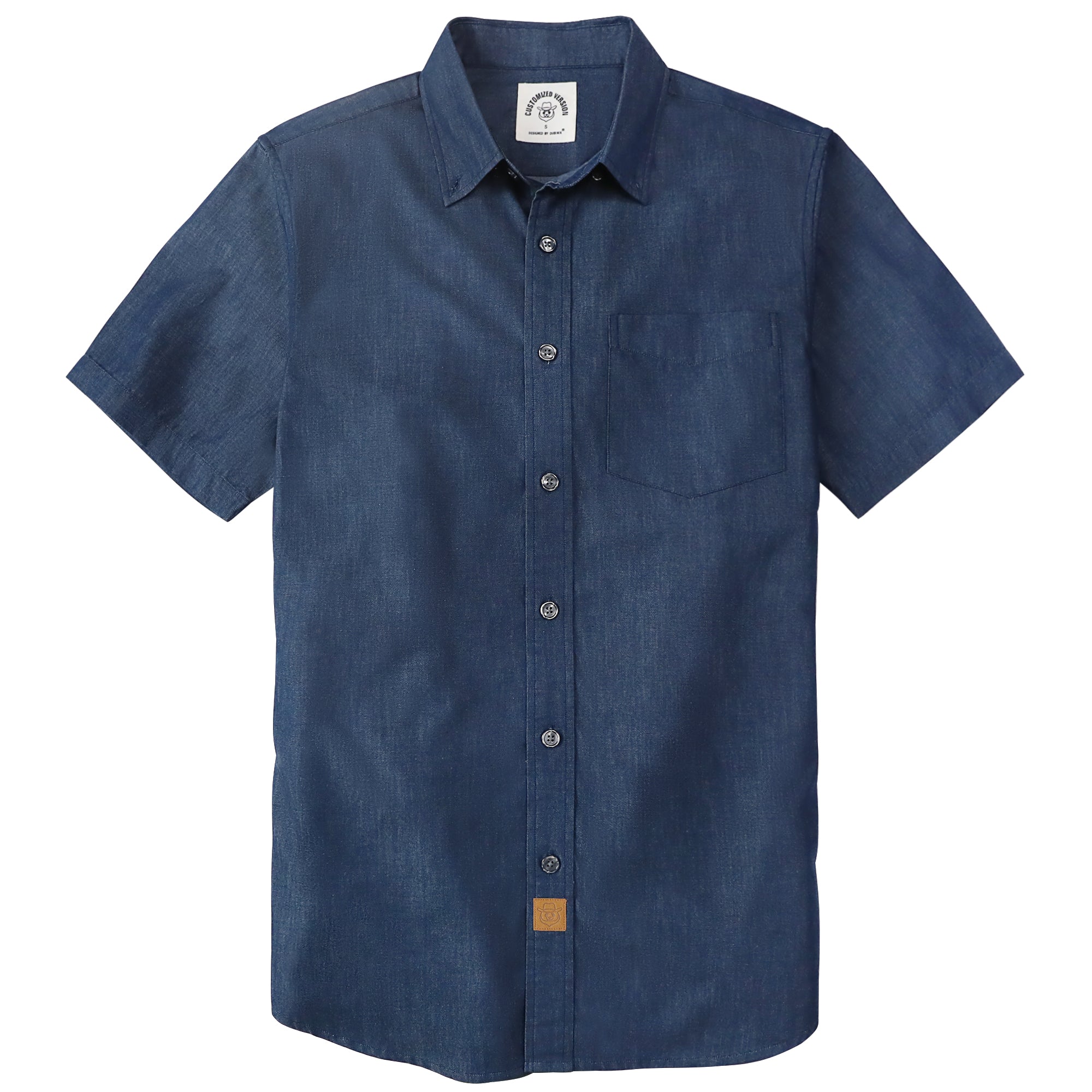 Dubinik® Navy Solid Mens Short Sleeve Button Down Shirts Summer Vintage Short Sleeve Button Down Men Lightweight Men's Casual Shirts#51036