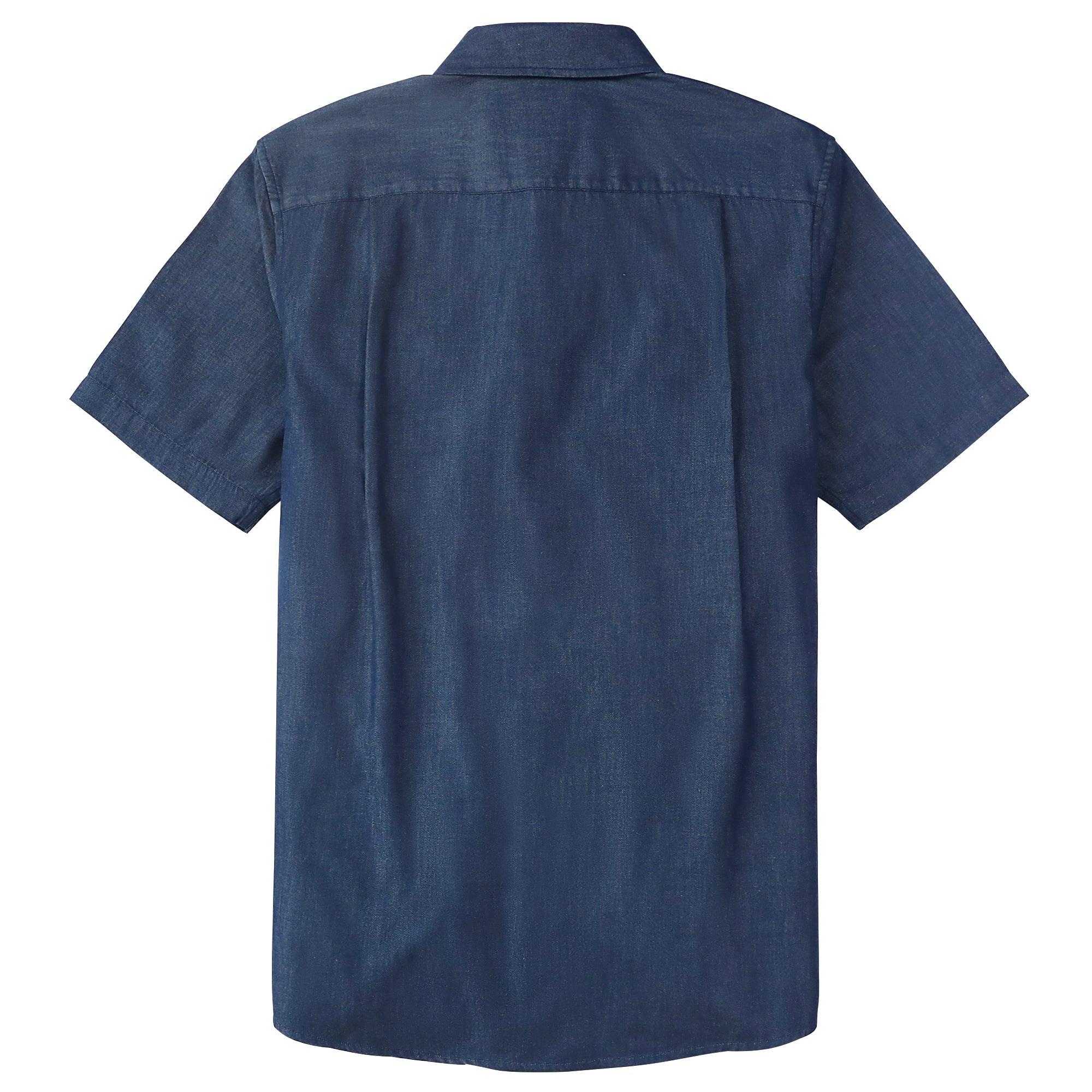 Dubinik® Navy Solid Mens Short Sleeve Button Down Shirts Summer Vintage Short Sleeve Button Down Men Lightweight Men's Casual Shirts#51036