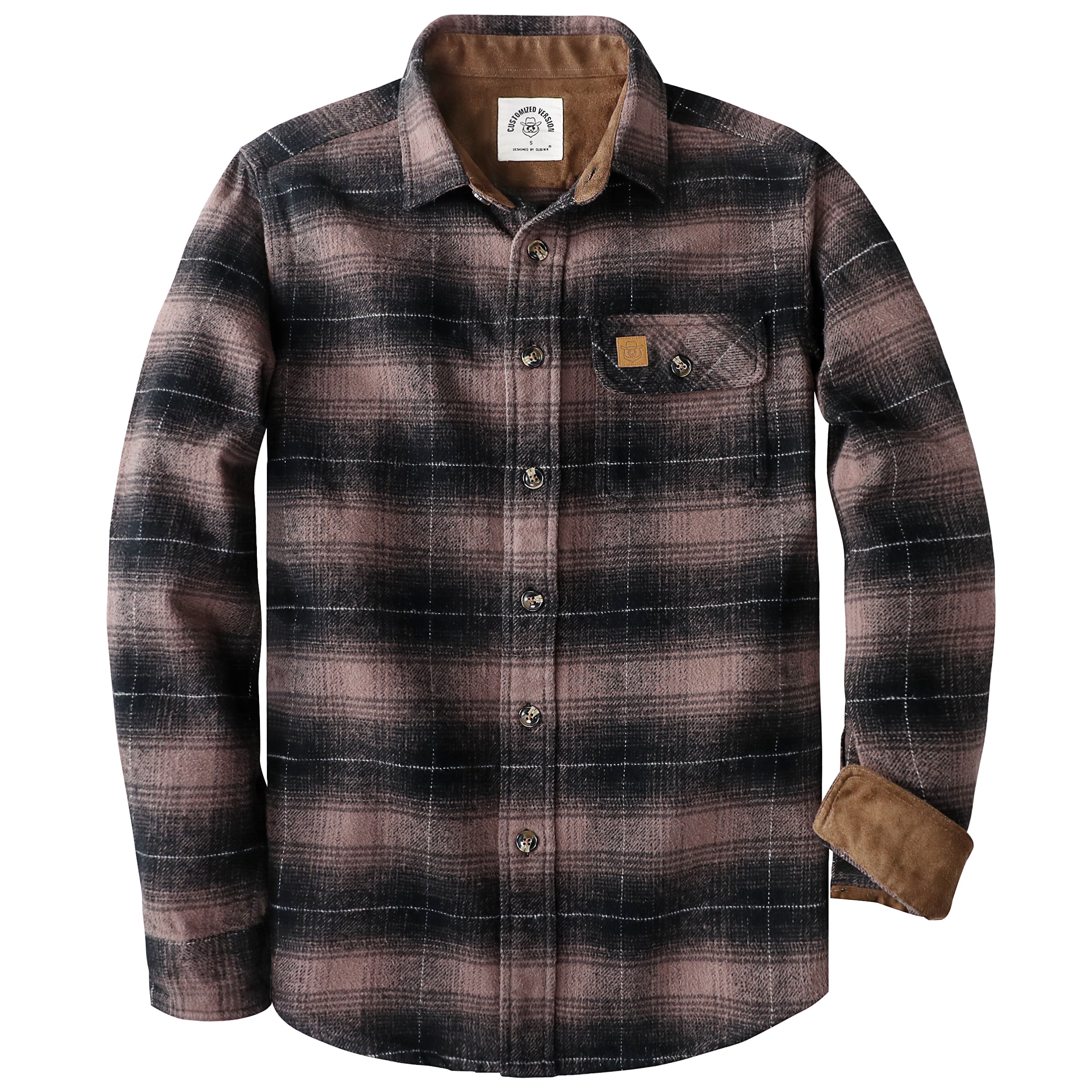 Dubinik® 13oz Ultra Heavyweight Flannel Shirt for Men Long Sleeve Casual Button Down Soft Pure Cotton Plaid Warm Suede Cuffs#0082009