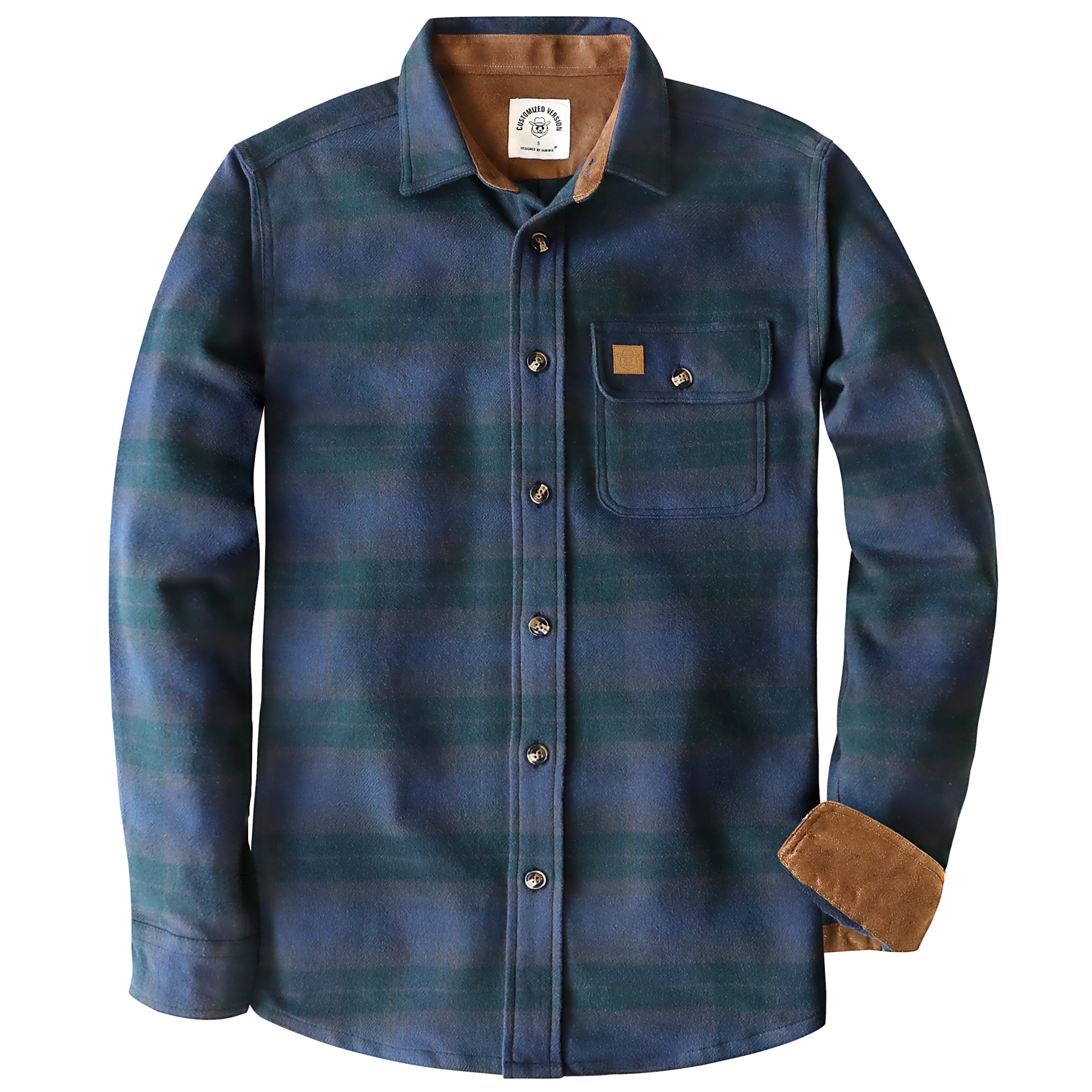 Dubinik® 13oz Ultra Heavyweight Flannel Shirt for Men Long Sleeve Casual Button Down Soft Pure Cotton Plaid Warm Suede Cuffs#0082012