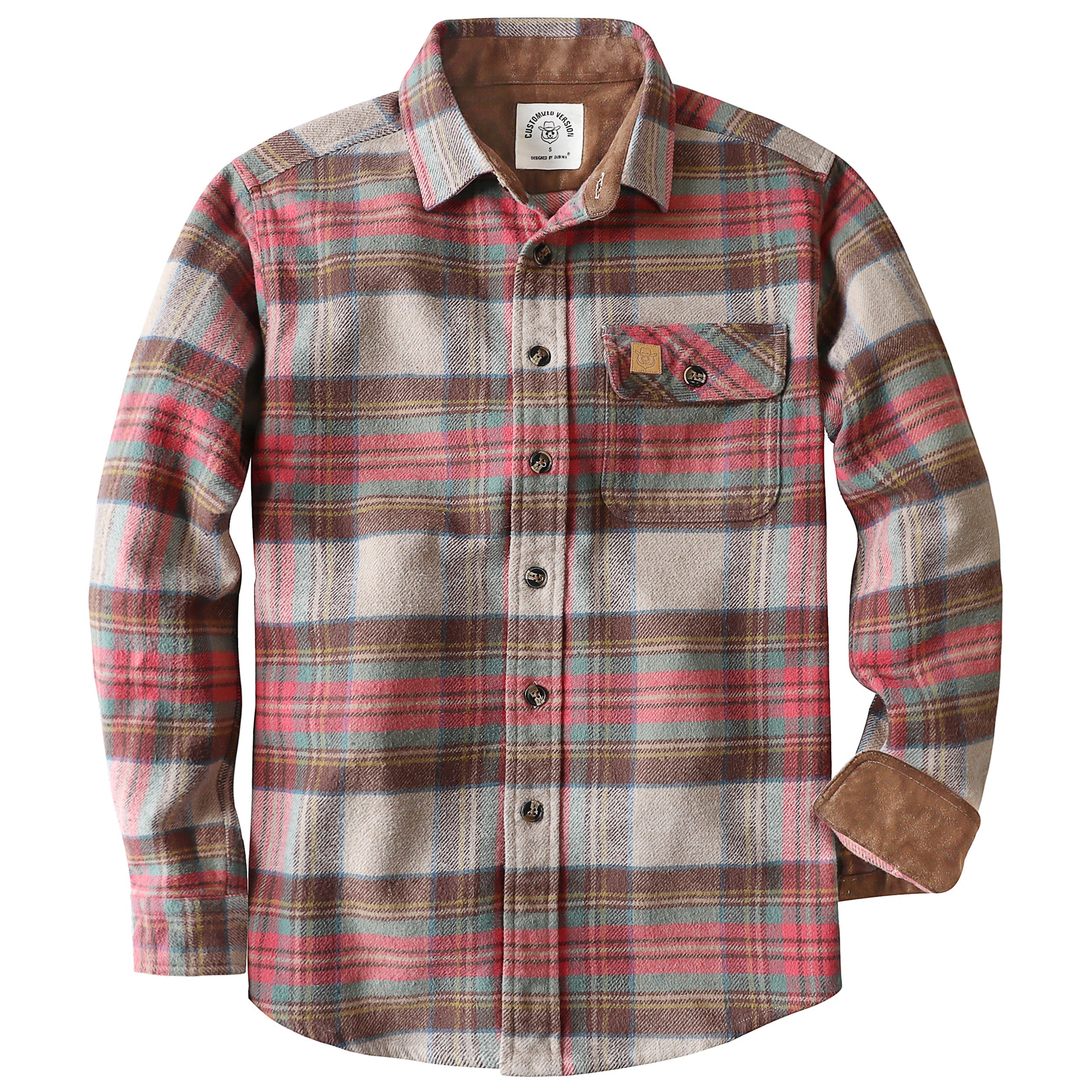 Dubinik® 13oz Ultra Heavyweight Flannel Shirt for Men Long Sleeve Casual Button Down Soft Pure Cotton Plaid Warm Suede Cuffs#0082010