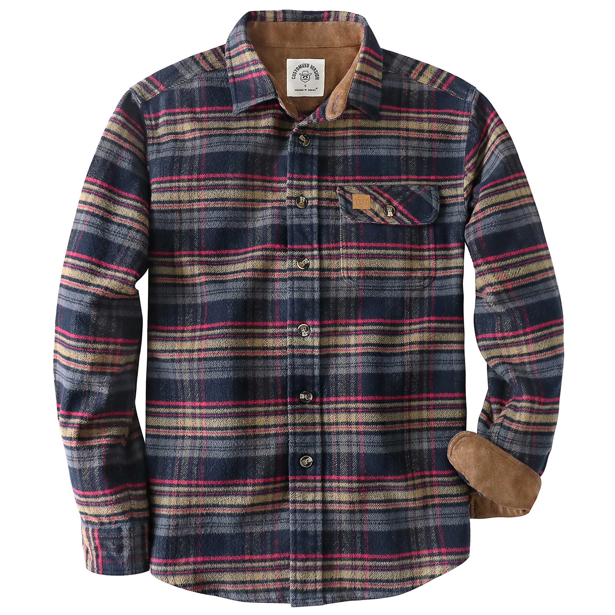 Dubinik® 13oz Ultra Heavyweight Flannel Shirt for Men Long Sleeve Casual Button Down Soft Pure Cotton Plaid Warm Suede Cuffs#0082001