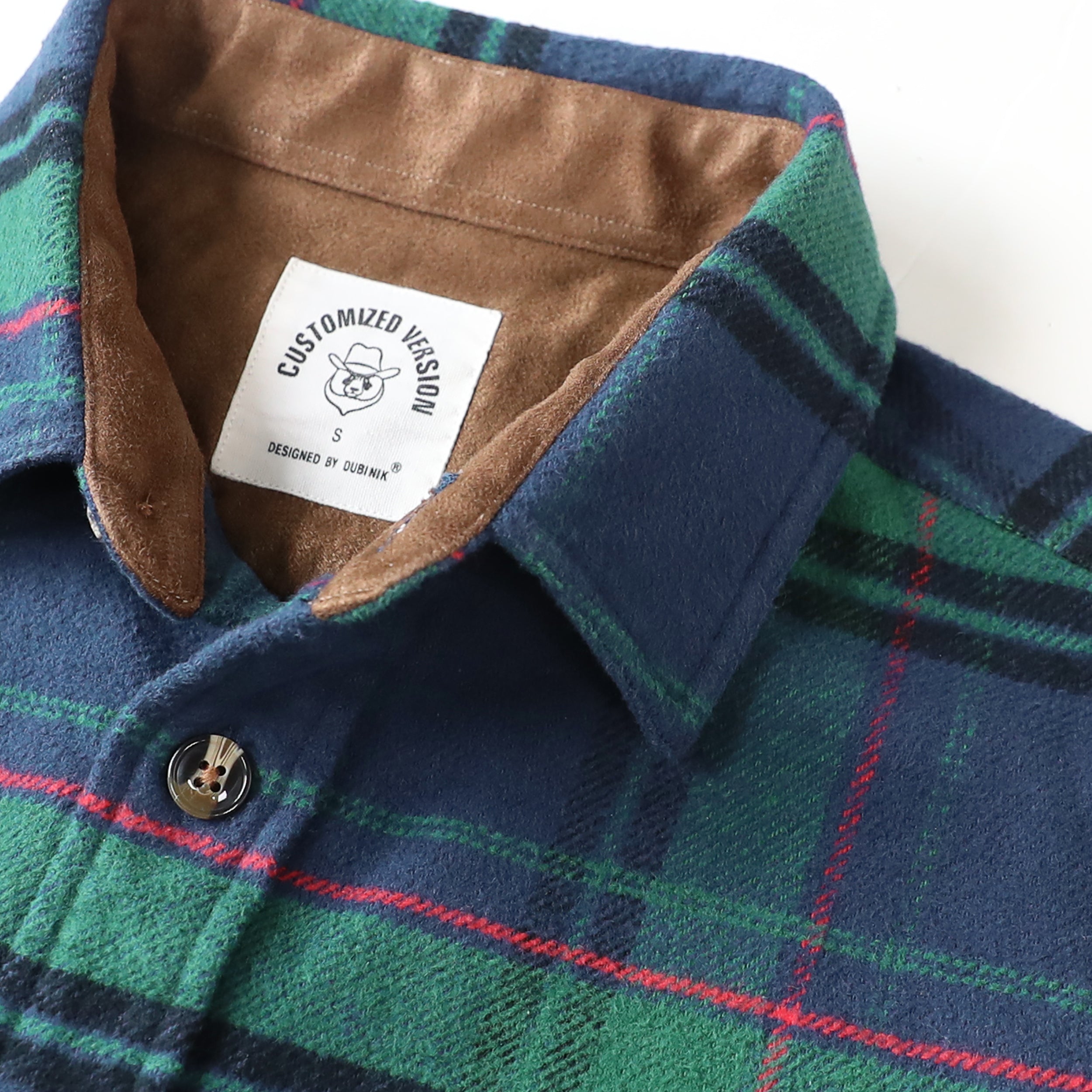 Dubinik® 13oz Ultra Heavyweight Flannel Shirt for Men Long Sleeve Casual Button Down Soft Pure Cotton Plaid Warm Suede Cuffs#0082016